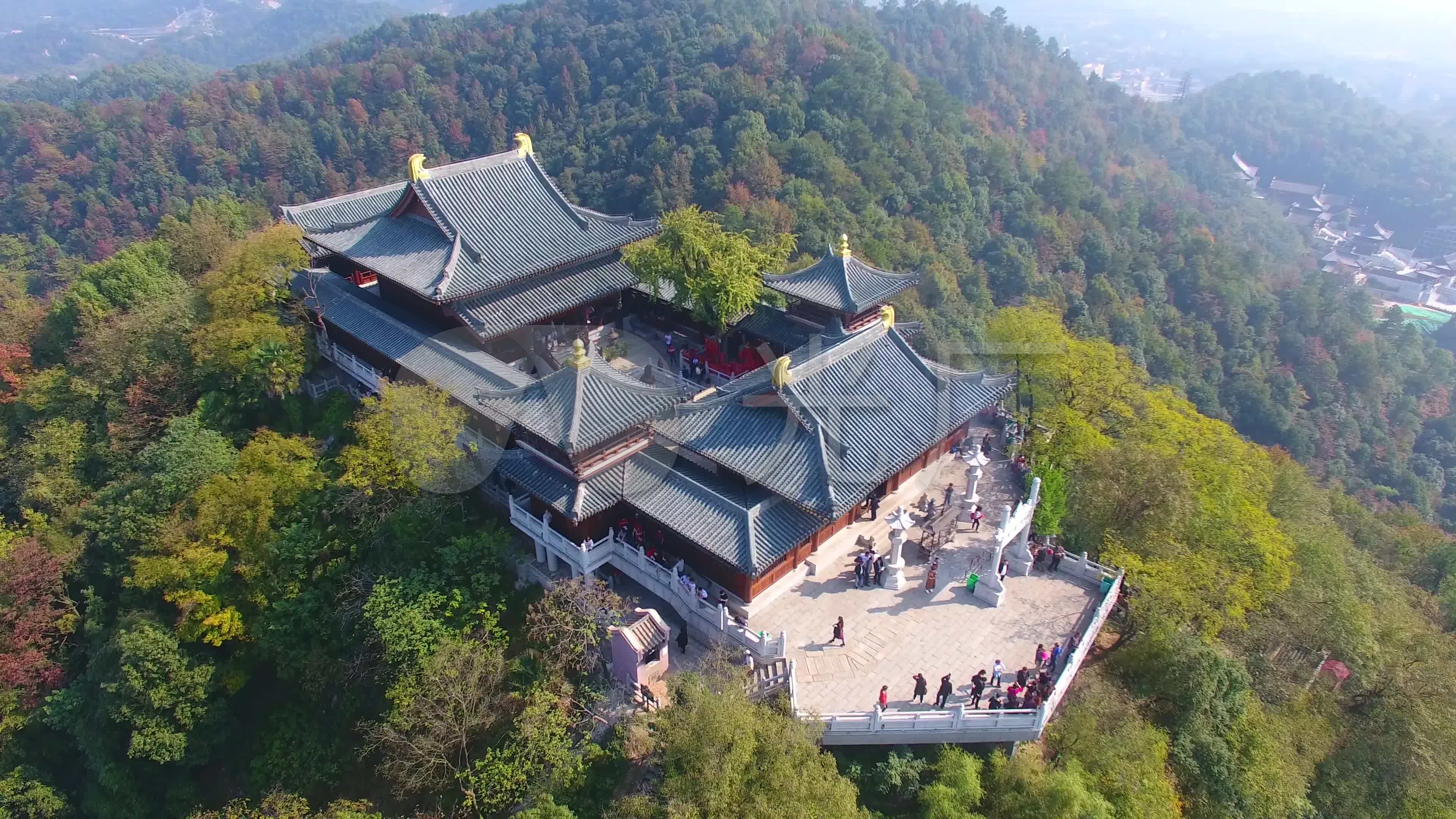 昭山古寺航拍无人机4k湘潭寺庙_3840x2160_高清视频