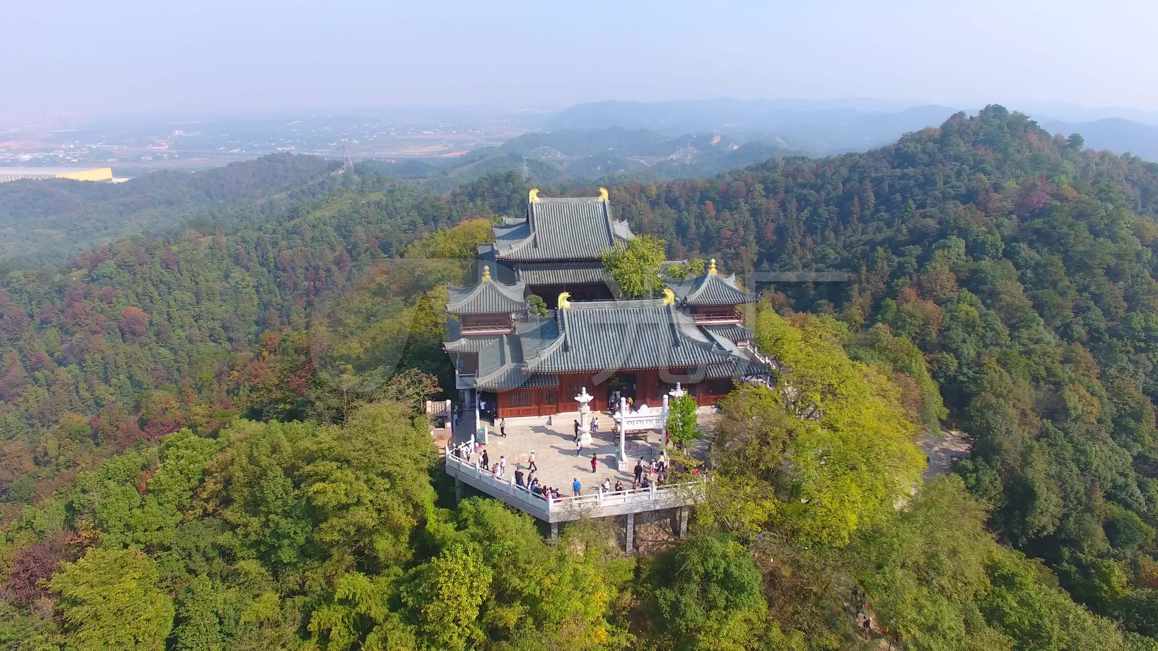 昭山古寺航拍无人机4k湘潭寺庙_3840x2160_高清视频