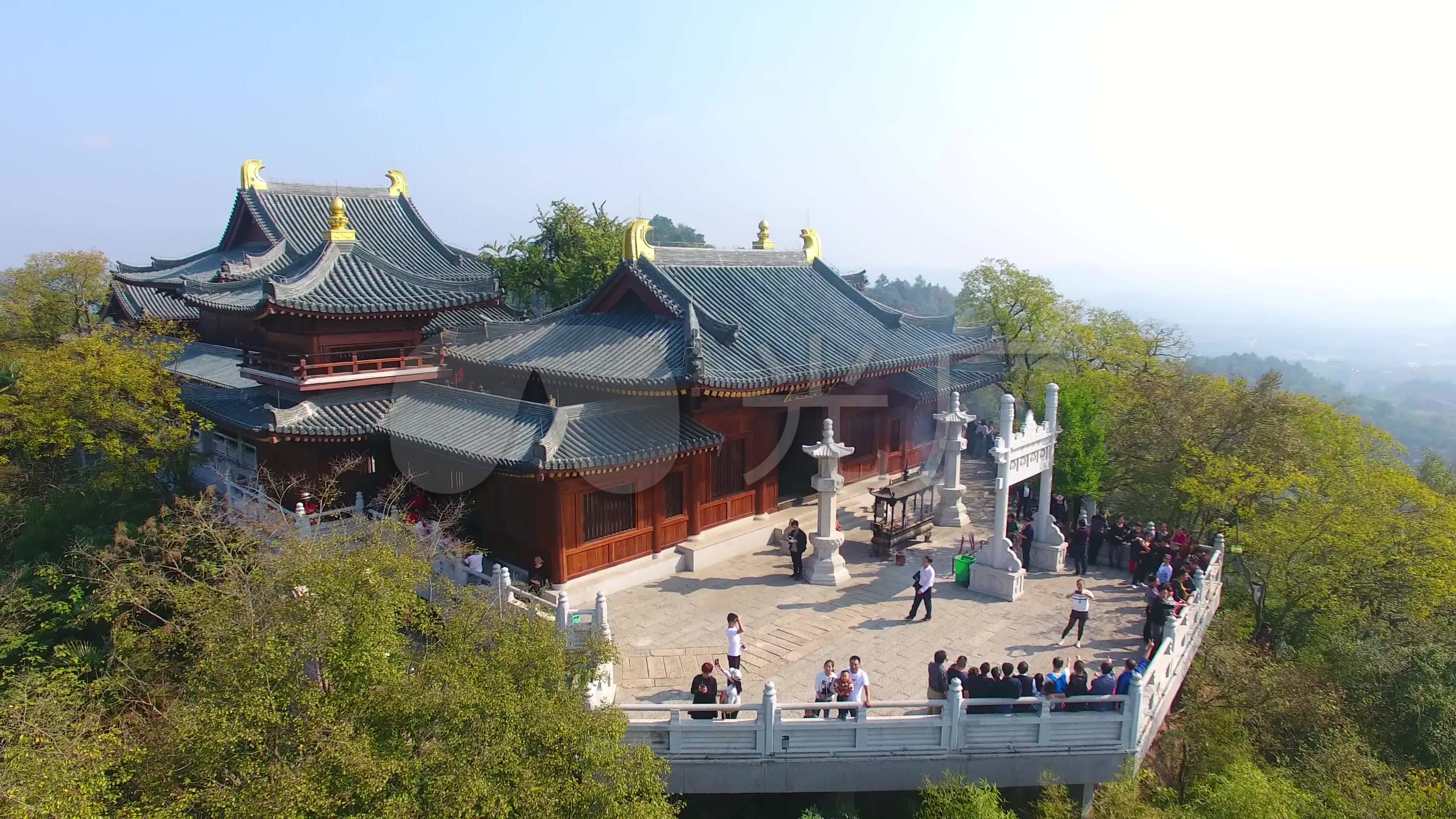 昭山古寺航拍无人机4k湘潭寺庙_3840x2160_高清视频