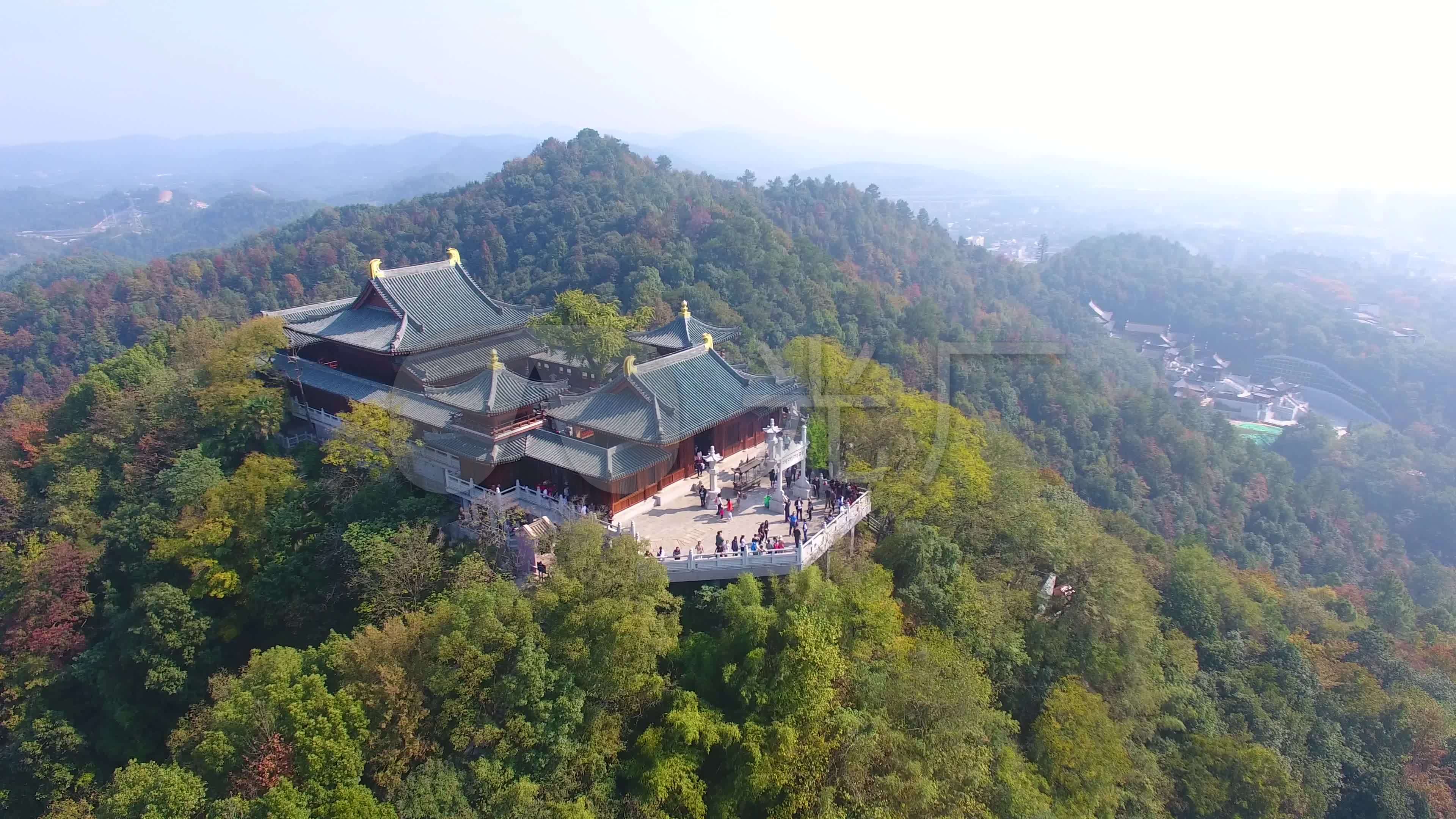 昭山古寺航拍无人机4k湘潭寺庙_3840x2160_高清视频素材下载(编号