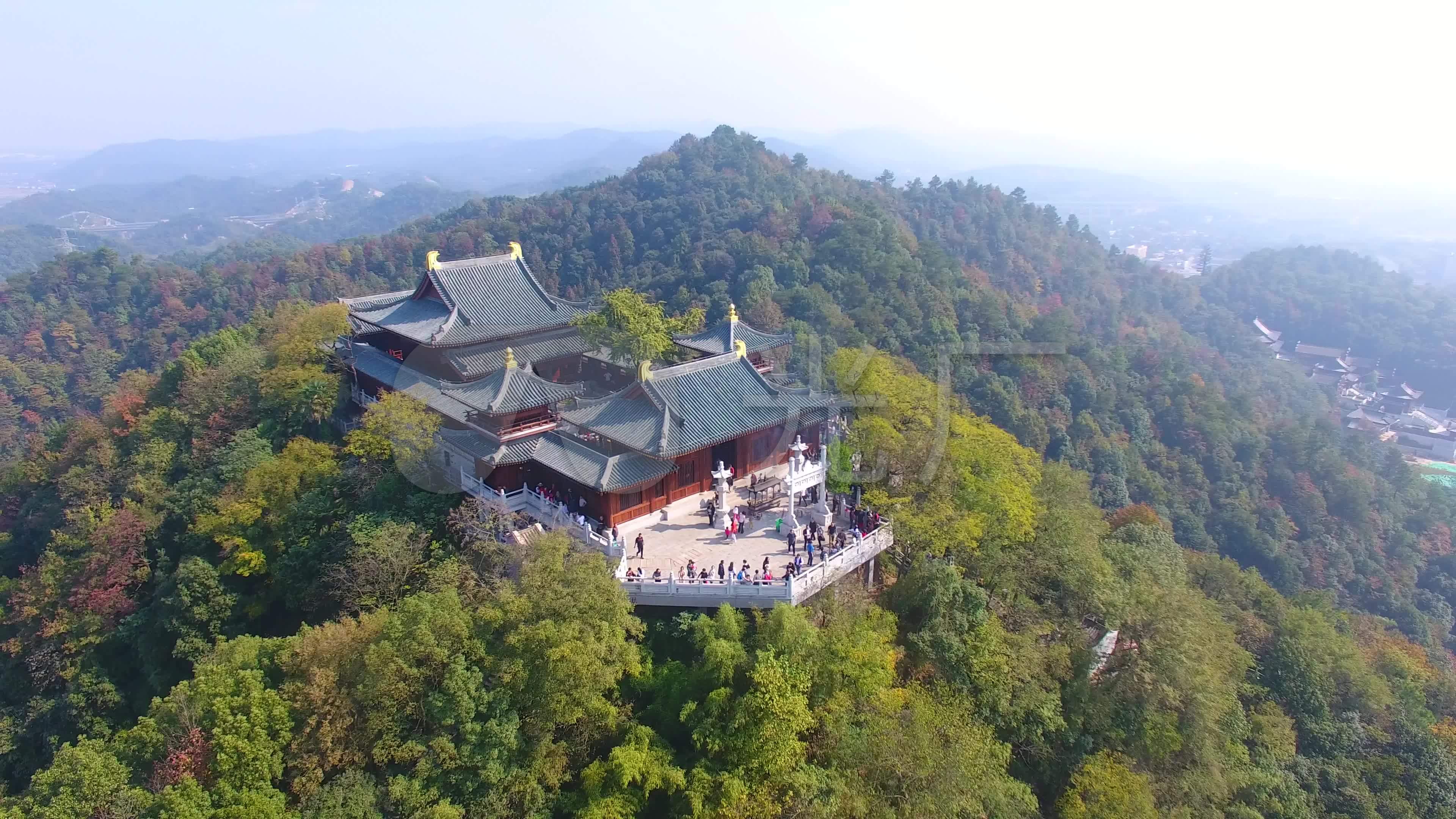 昭山古寺航拍无人机4k湘潭寺庙