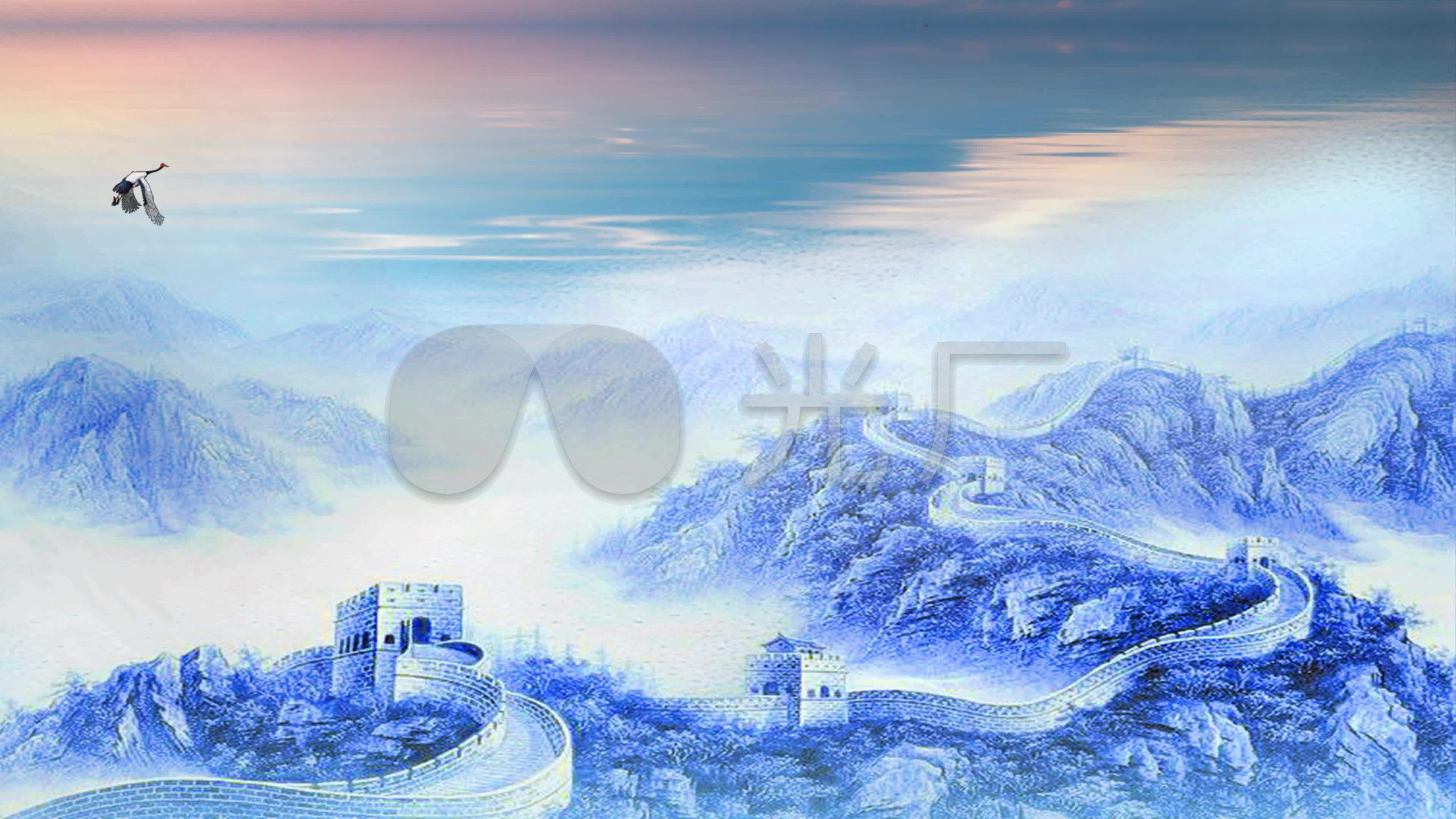 4k超高清壁纸中国风,1920x1080动漫壁纸4k 4k中国风蓝色水墨长城_3840x2160_高清视频素材下载