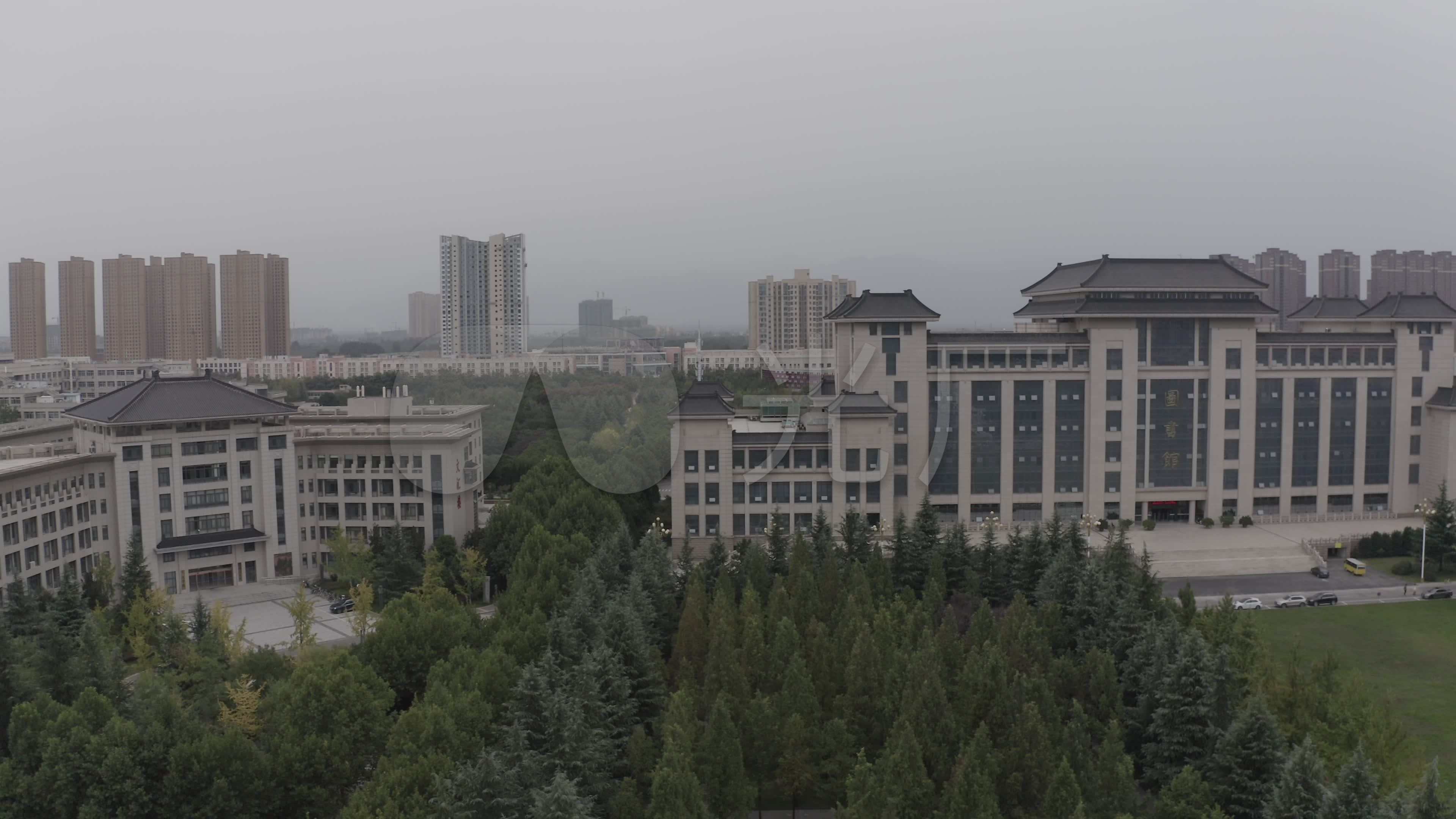 4k-log陕西师范大学航拍_3840x2160_高清视频素材下载