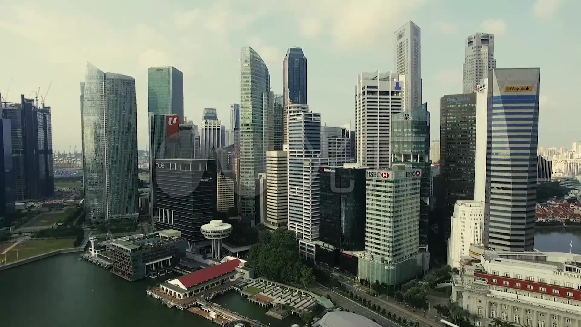 航拍新加坡城市建筑景观风景空镜头