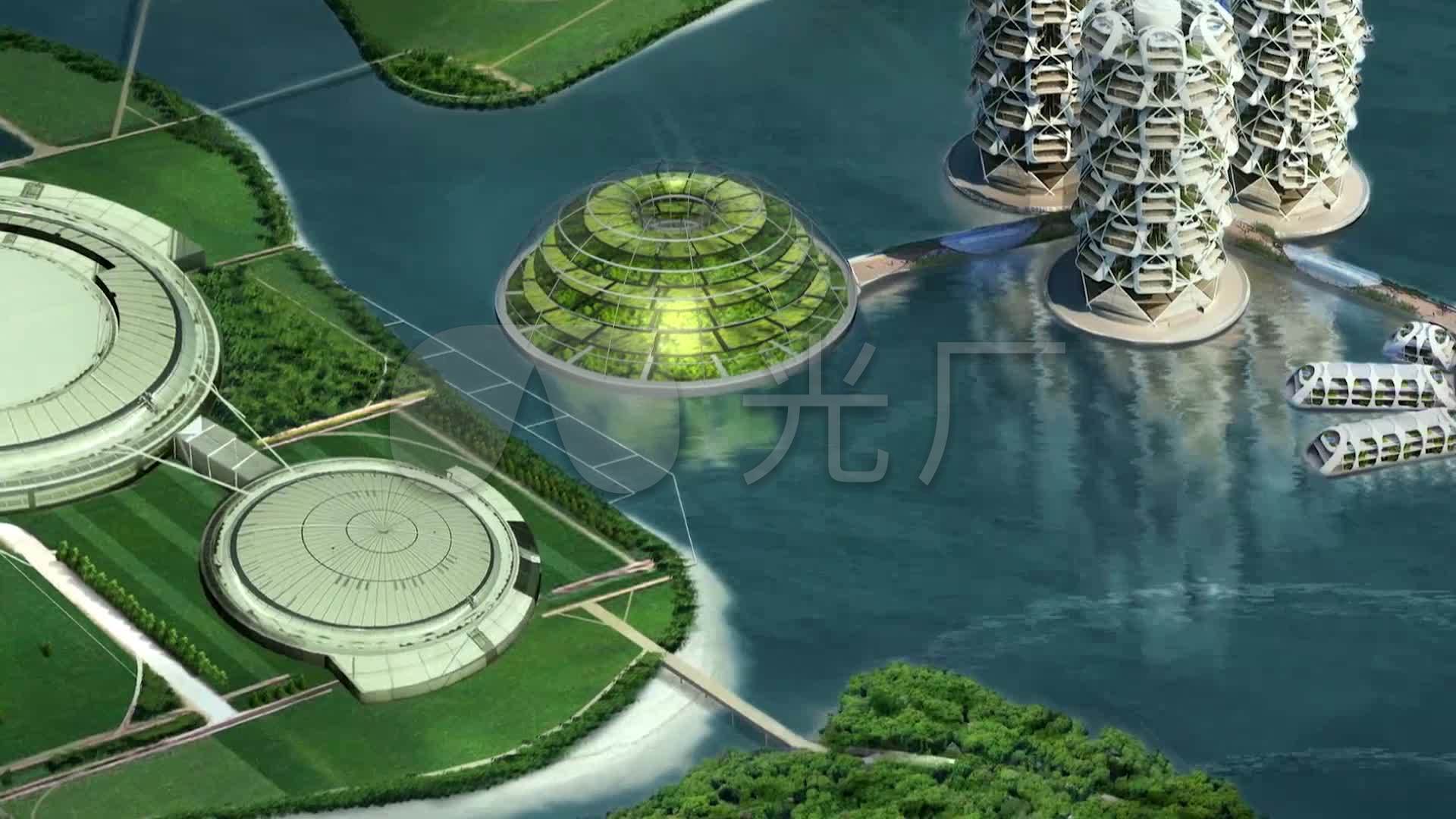 未来世界海上城市建筑科技3d三维动画_1920x1080_高清