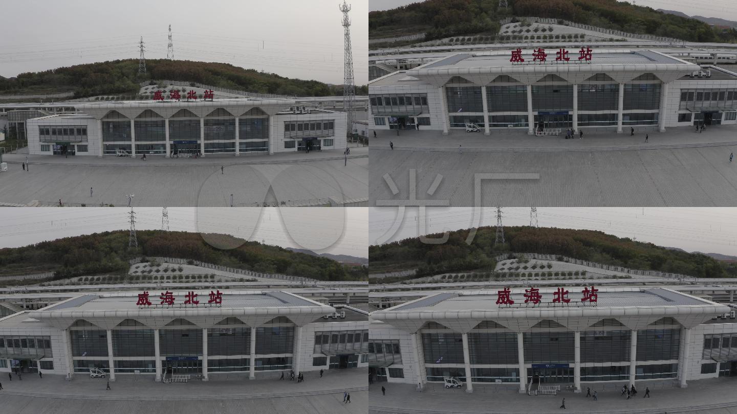 4k-log威海高铁站威海北站航拍