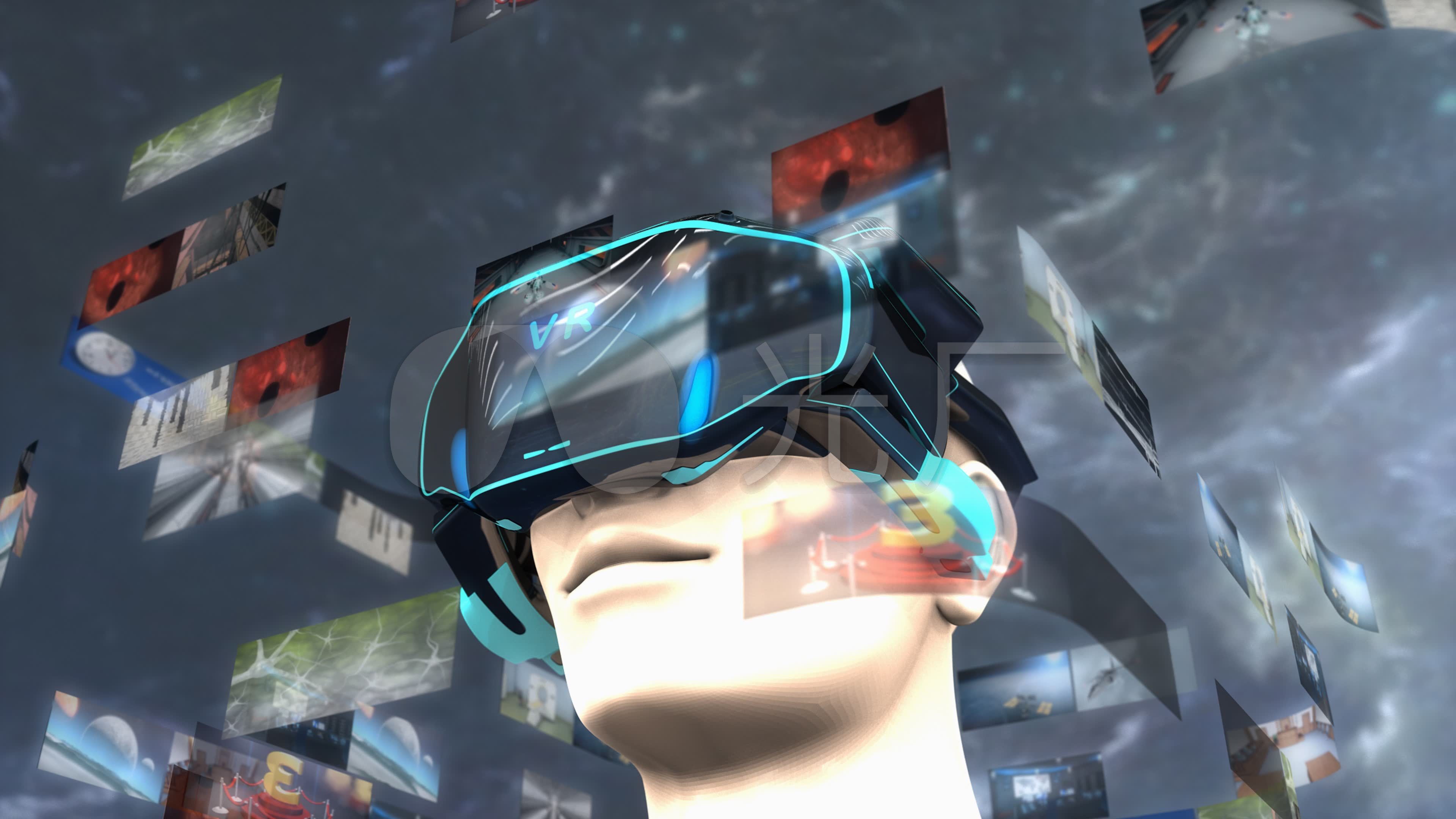 科幻机器人vr眼镜体验_3840x2160_高清视频素材下载