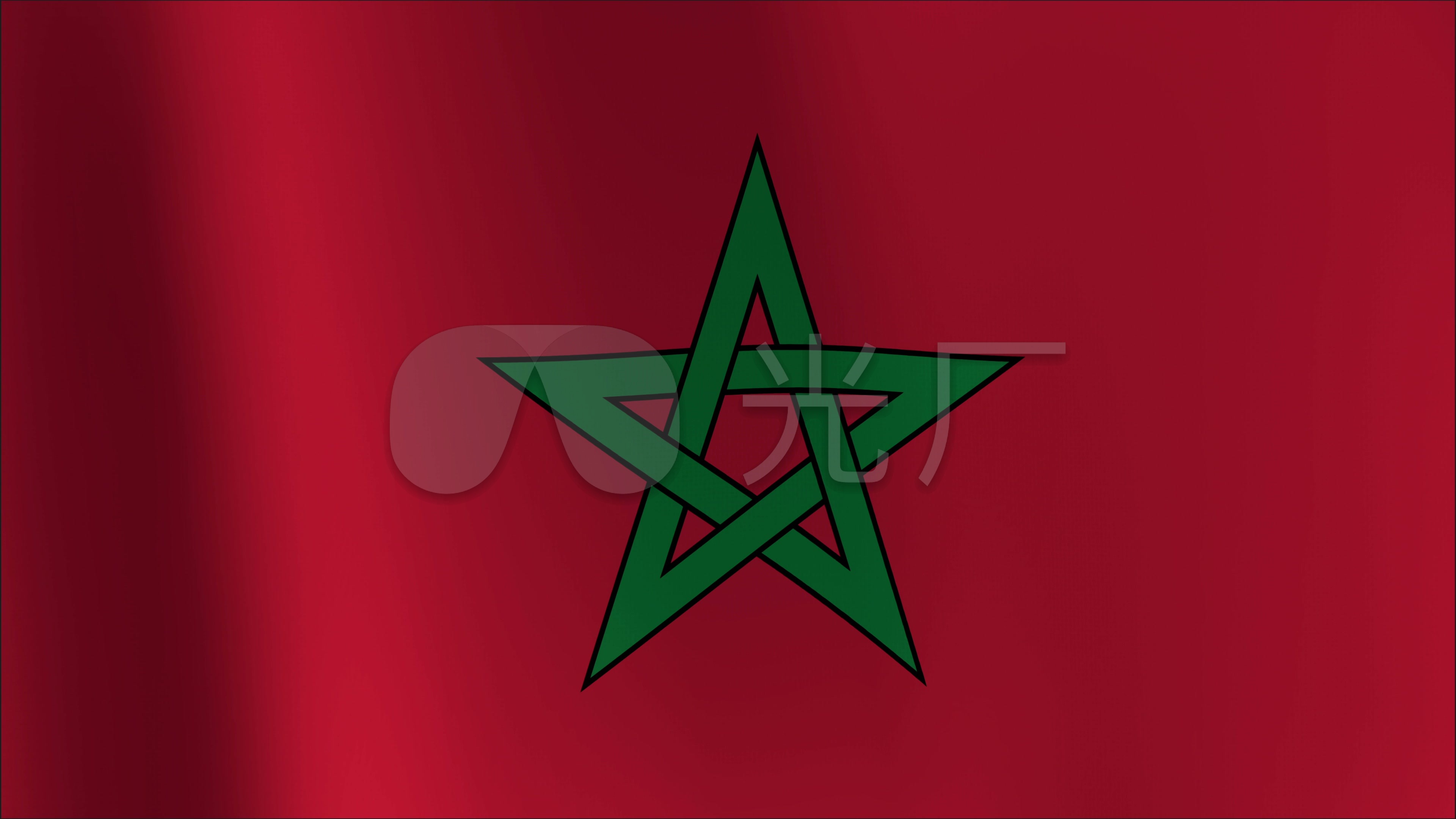 摩洛哥国旗飘扬国旗波浪状飘扬_3840x2160_高清视频