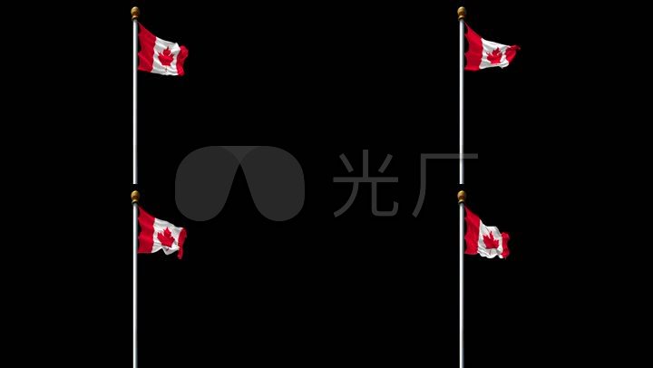 加拿大国旗旗帜飘扬带通道国旗