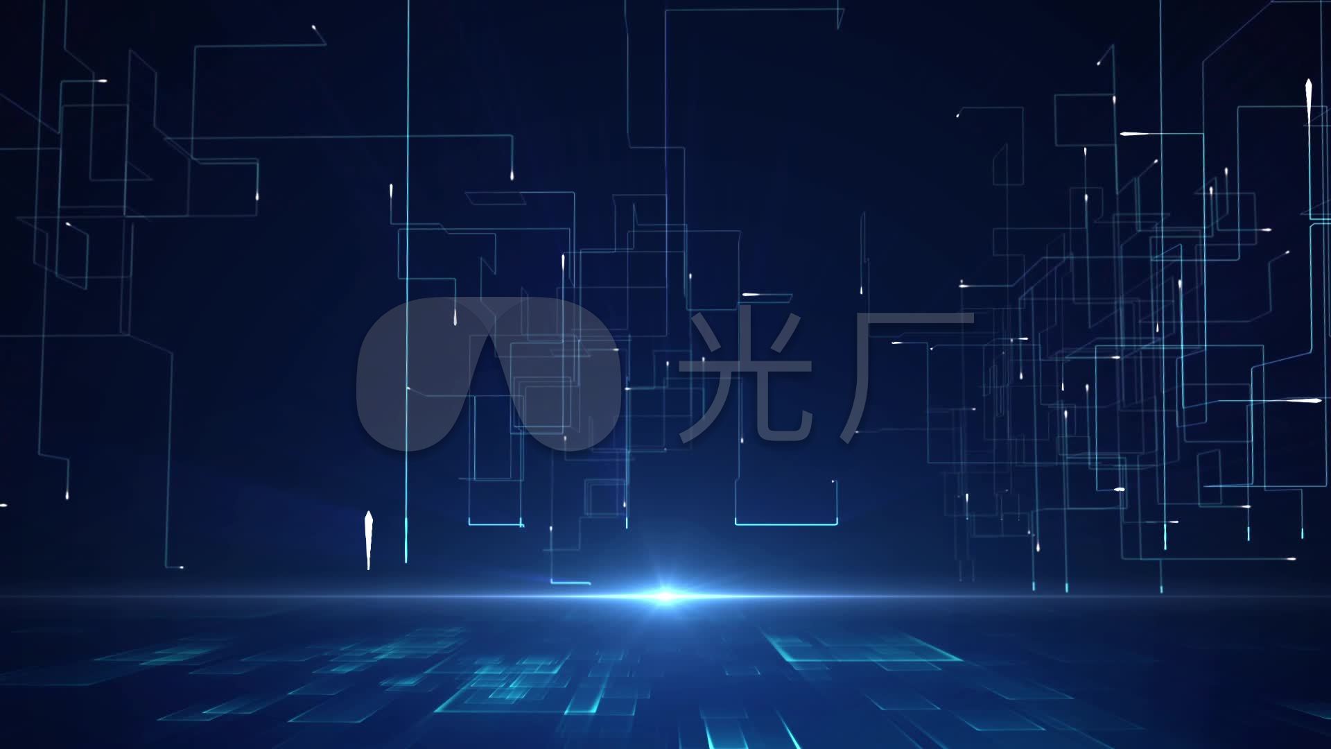 蓝色高科技感线条空间新闻演播室背景_1920x1080_高清
