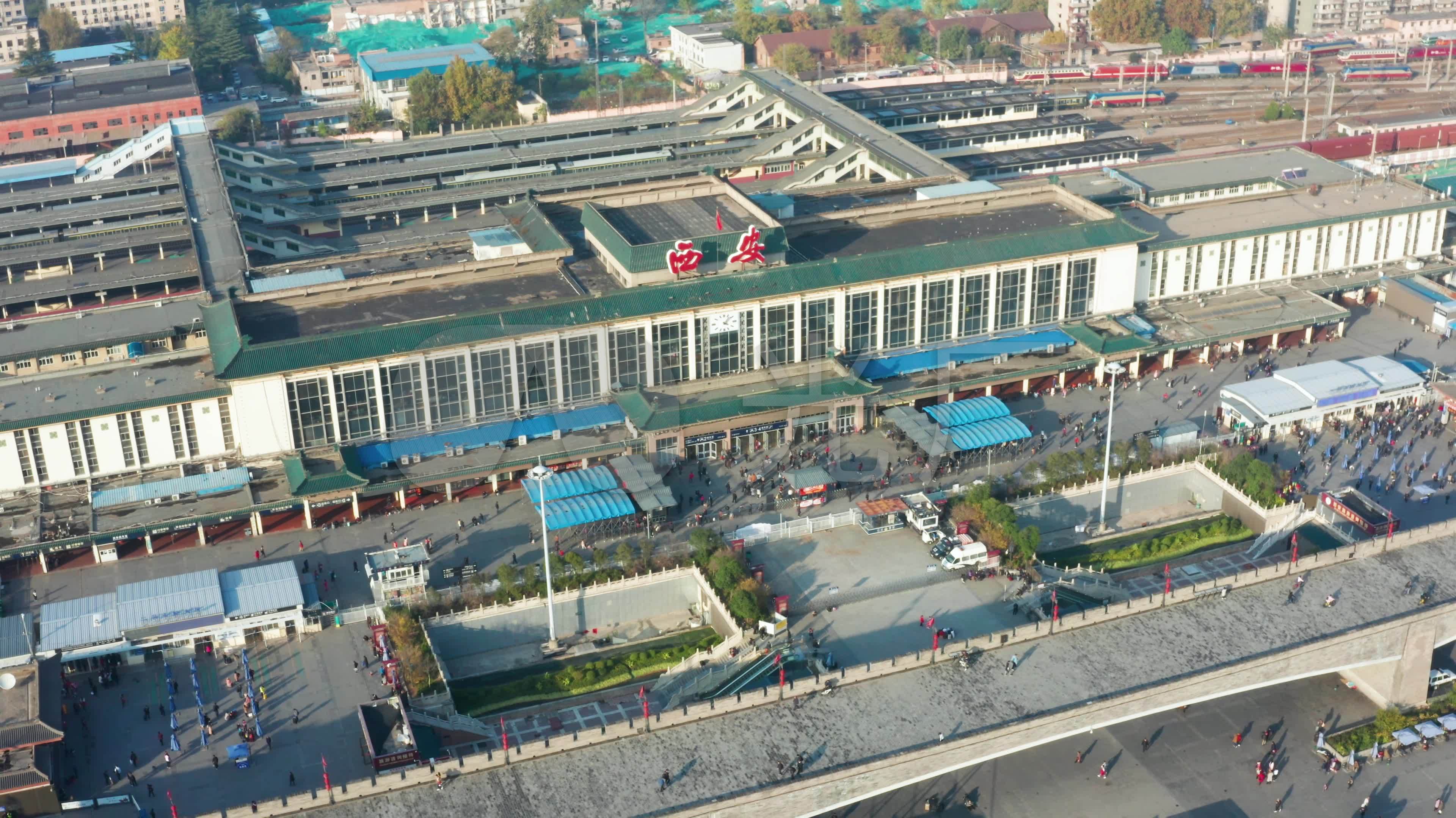 4k航拍西安火车站视频素材_3840x2160_高清视频素材