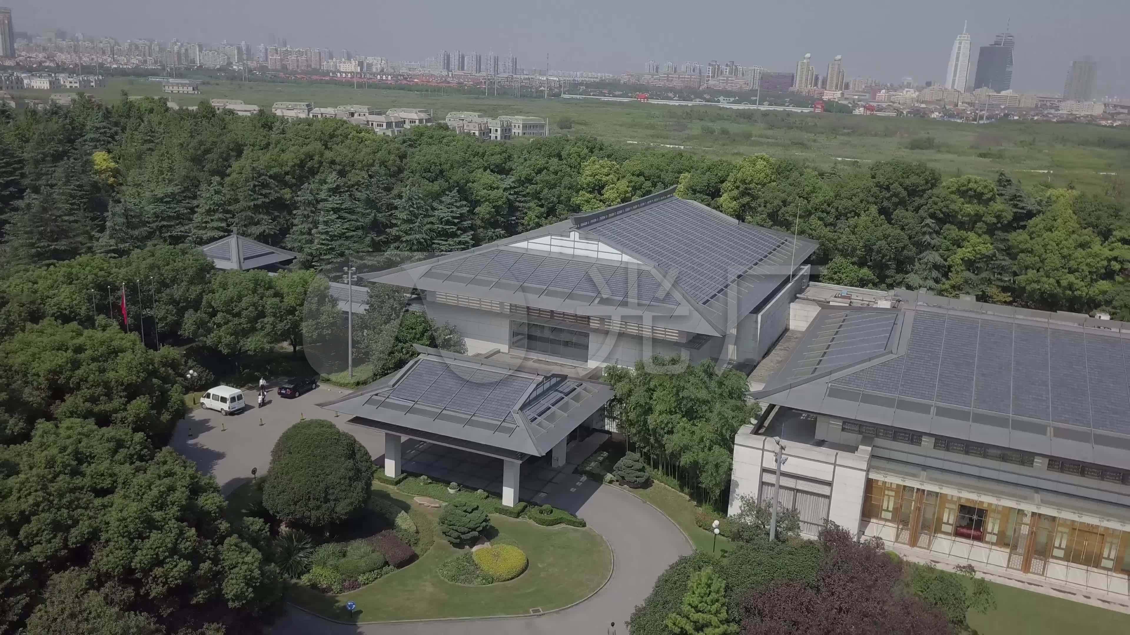 上海东郊宾馆会议中心航拍_3840x2160_高清视频素材