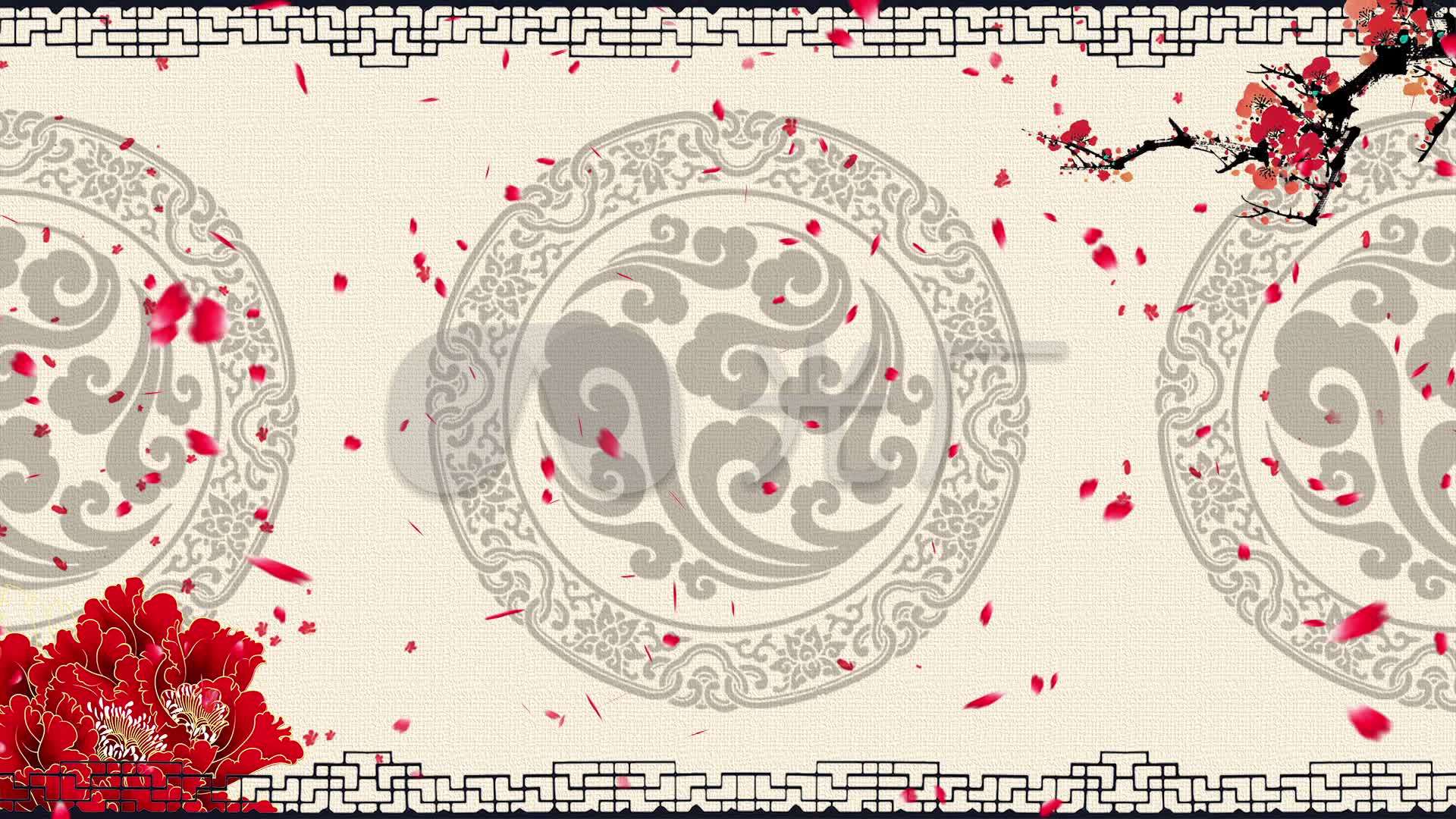 视频素材 舞台背景 中国风背景 中国风花纹旋转戏曲京剧相声小品背景