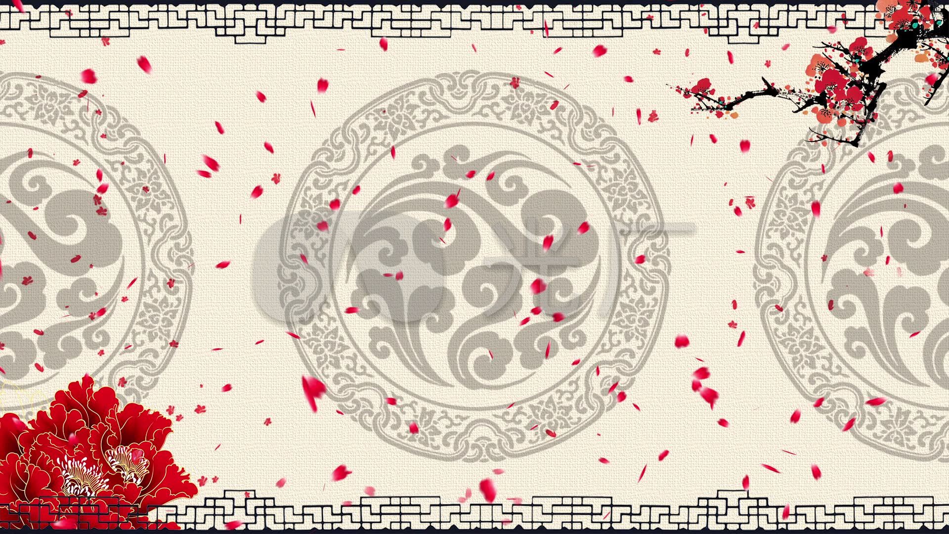 视频素材 舞台背景 中国风背景 中国风花纹旋转戏曲京剧相声小品背景