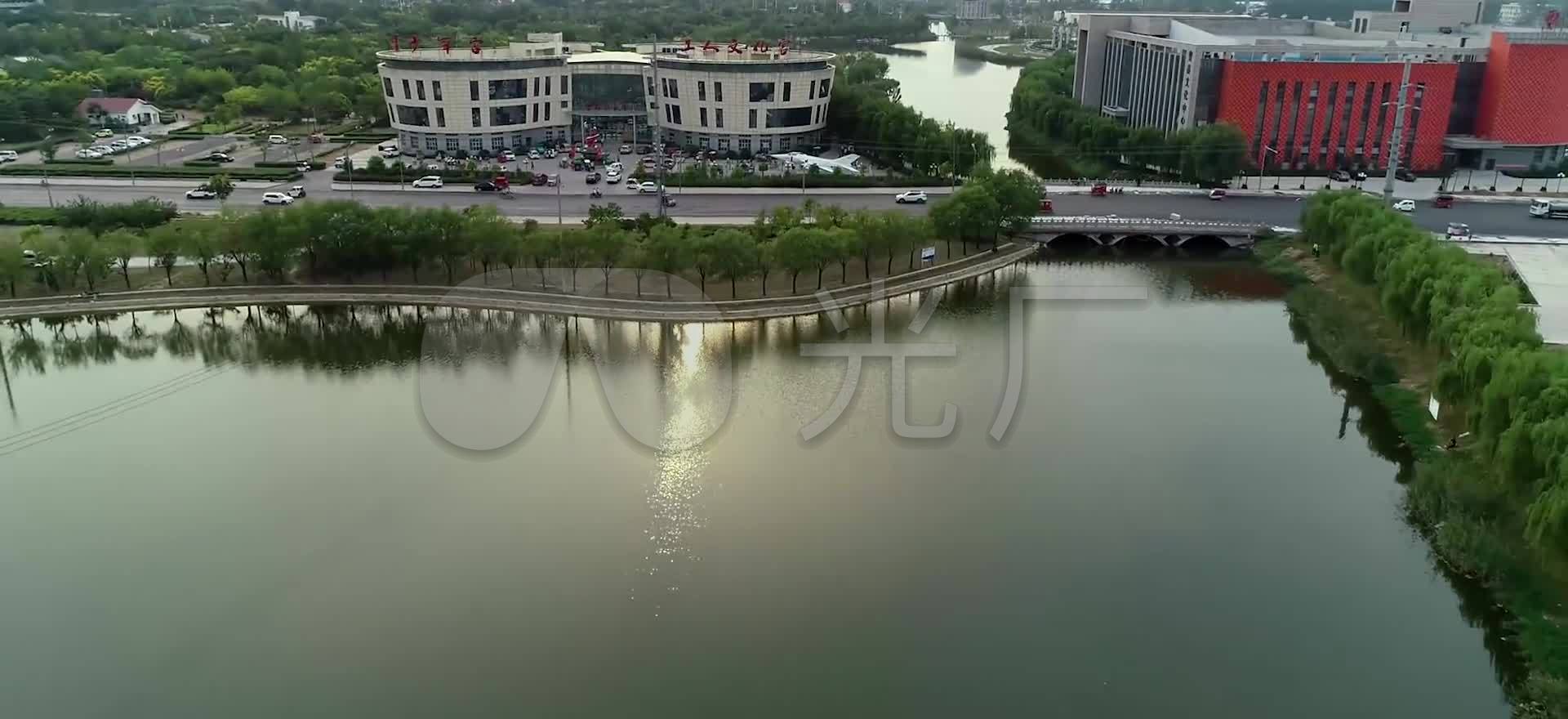 航拍山东菏泽曹县八里湾湖风景区