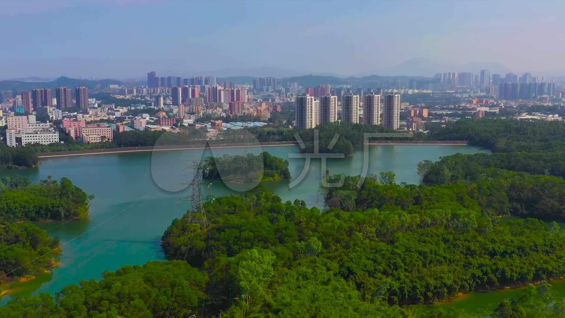 深圳市龙华区观澜茜坑水库航拍山水风景_1920x1080