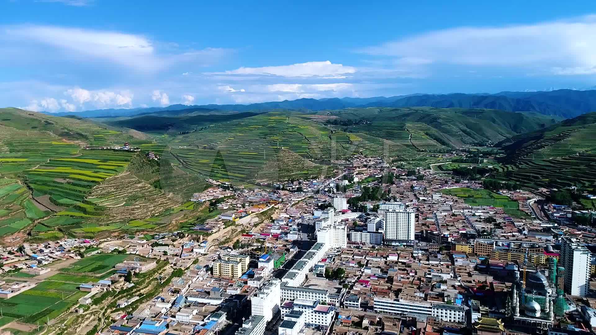 甘南临潭县城航拍美景_1920x1080_高清视频素材下载(编号:3081393)