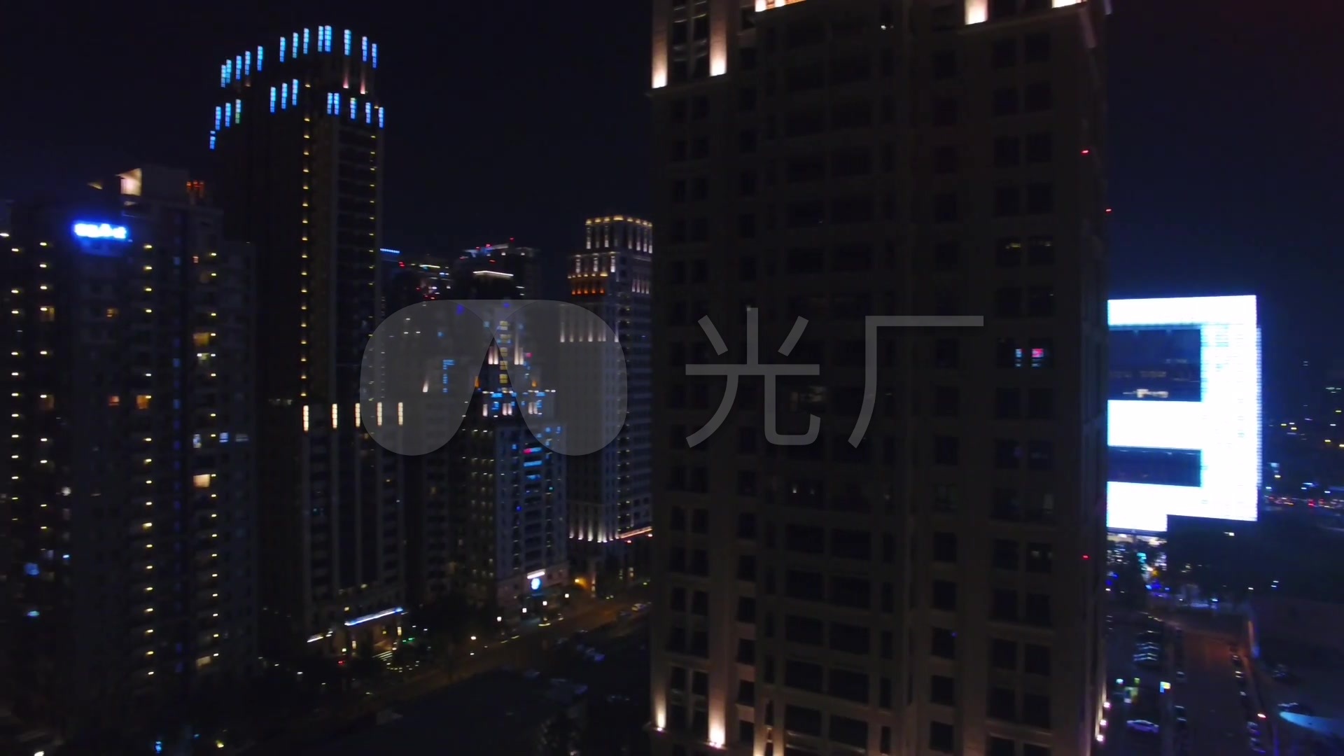 夜晚城市亮化景观灯高楼大厦夜景灯光