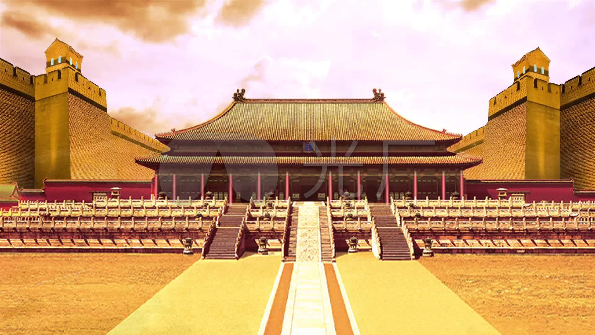 视频素材 舞台背景 中国风背景 大气壮观古代皇宫大殿宫殿建筑视频