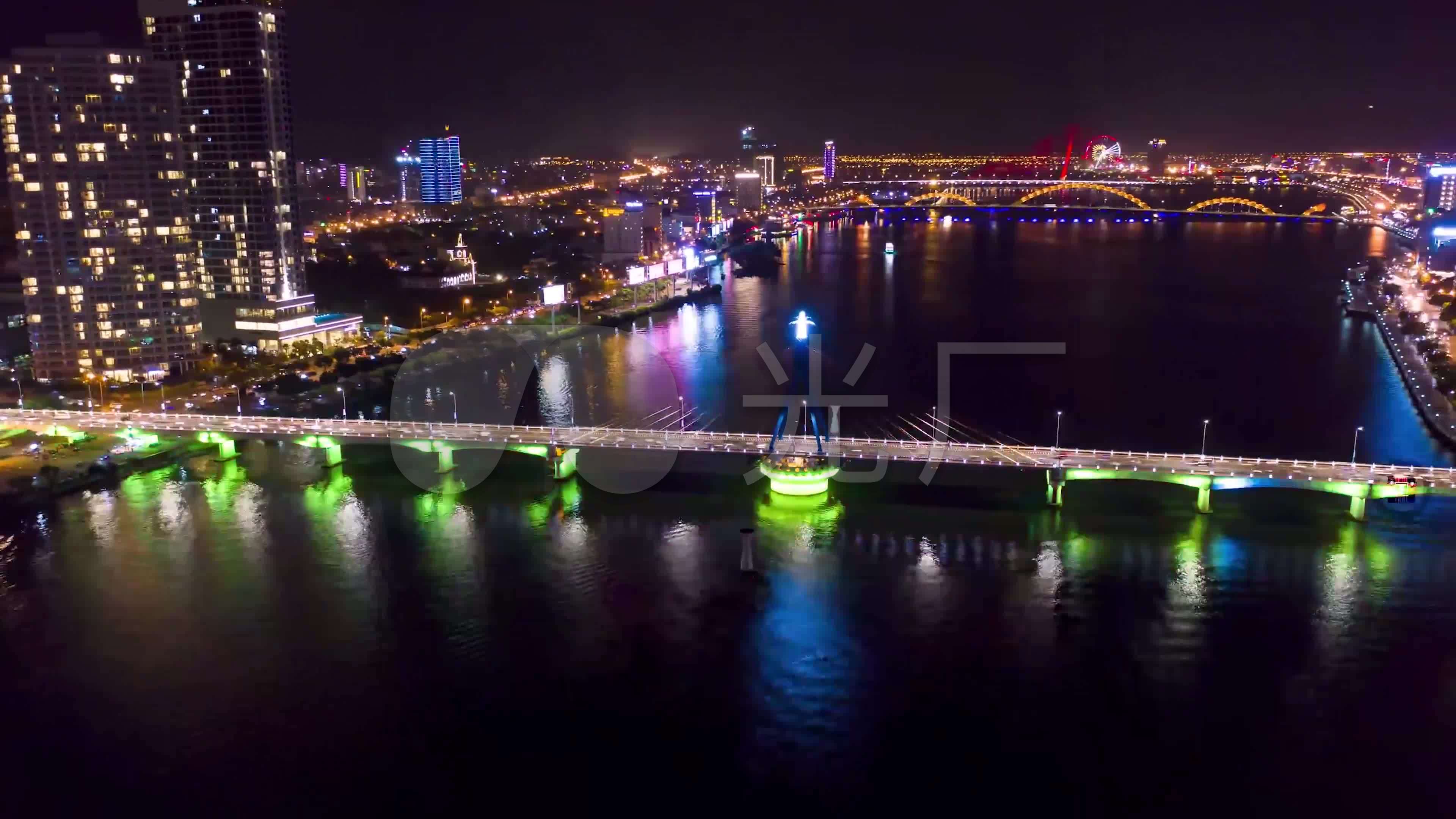4k航拍韩国首尔汉江大桥夜景延时_3840x2160_高清视频