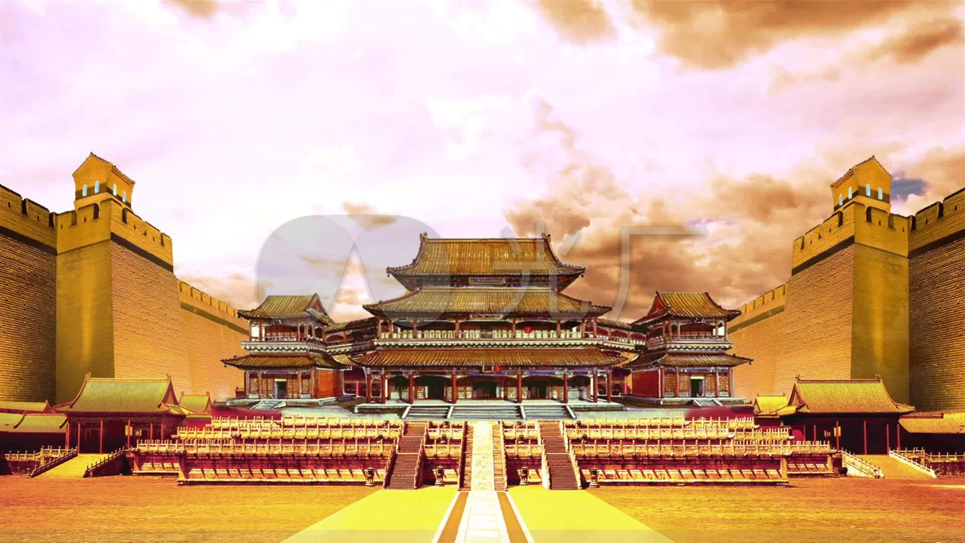 大气壮观古代皇宫大殿宫殿建筑视频素材_1920x1080