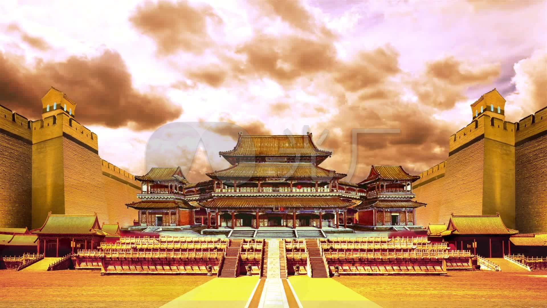 视频素材 舞台背景 中国风背景 大气壮观古代皇宫大殿宫殿建筑视频