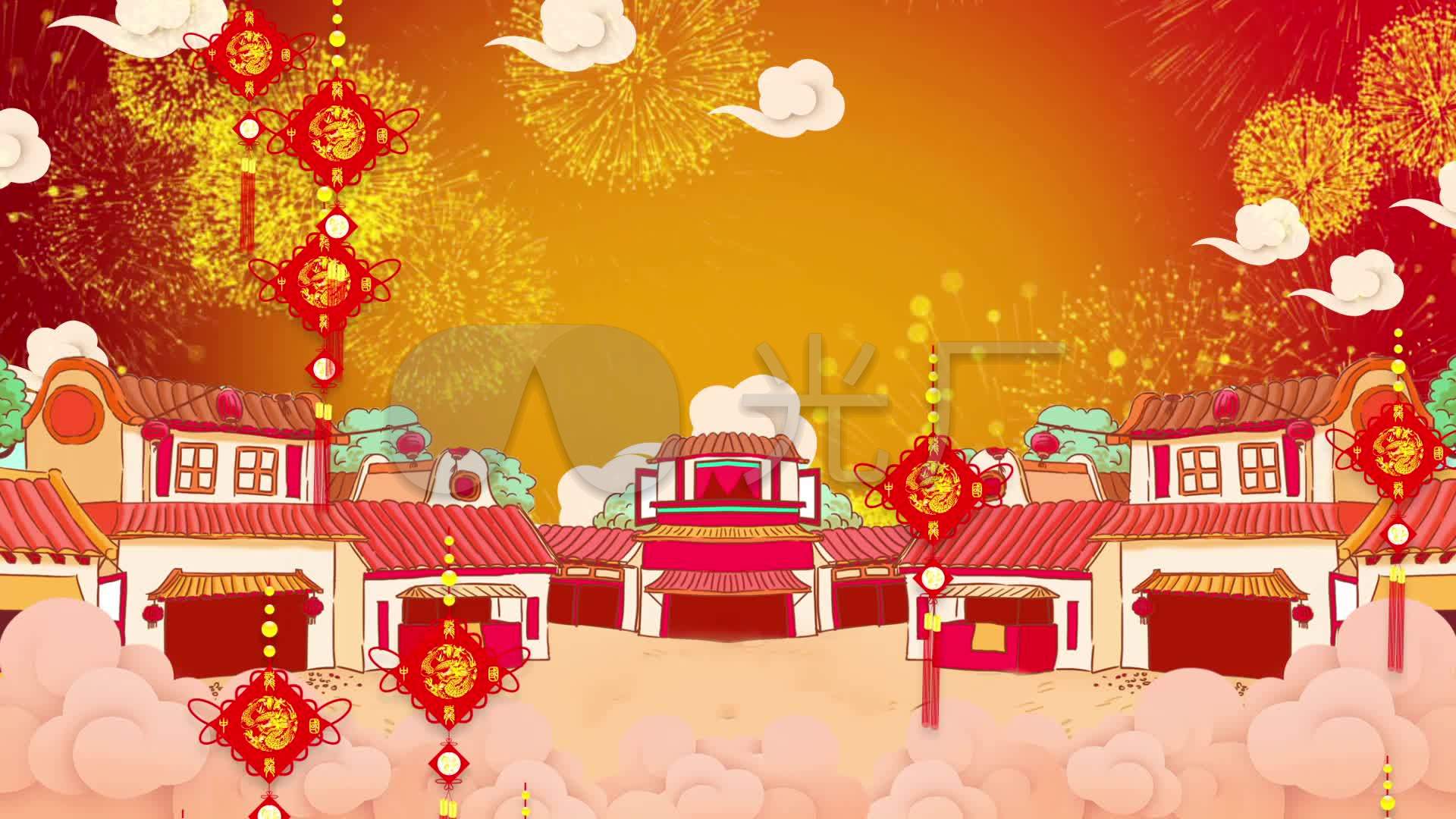 新年喜庆舞台背景张灯结彩led舞台背景_1920x1080_(:)
