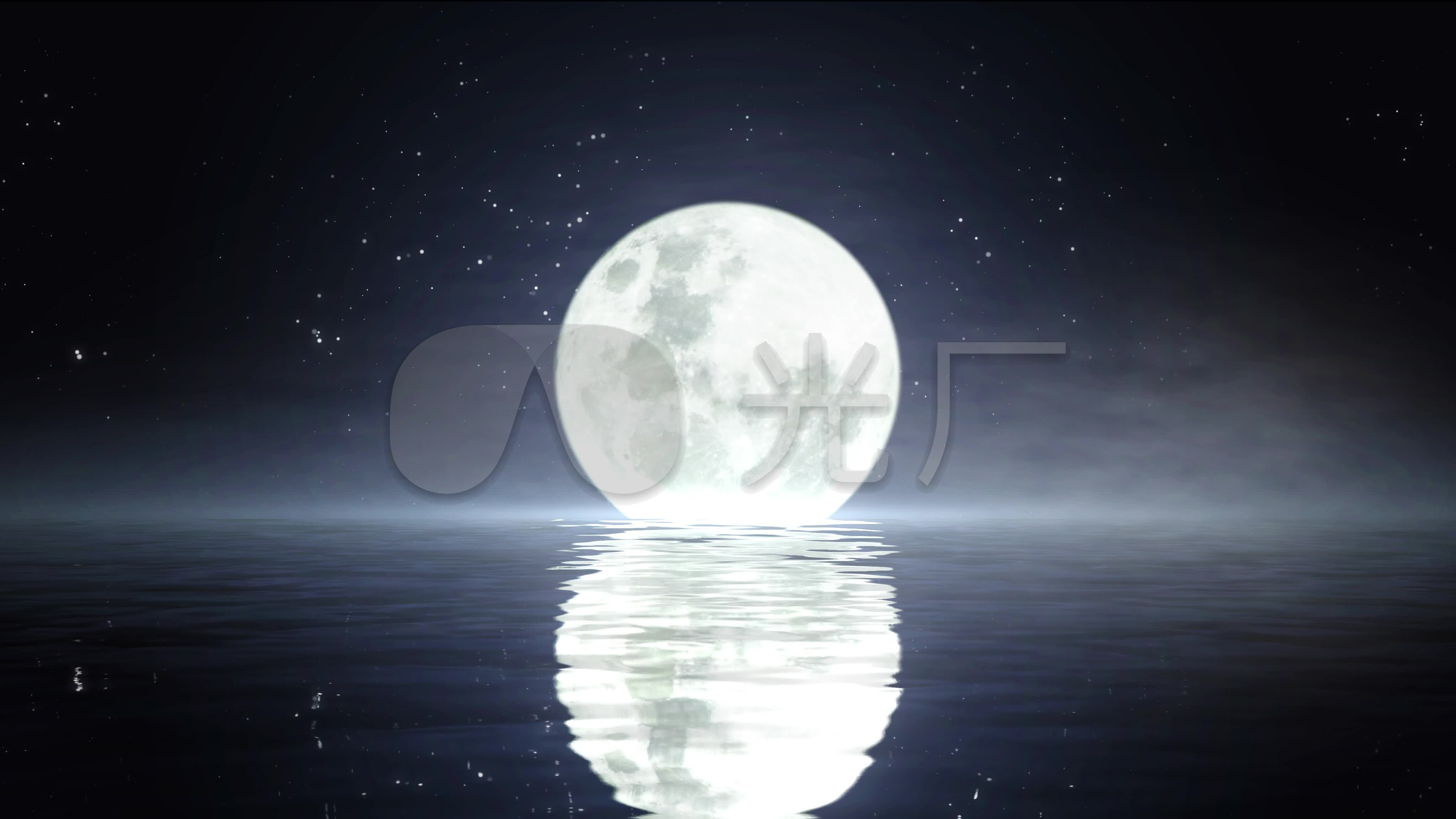 【4k】月亮水面倒影背景_4096x2304_高清视频素材下载