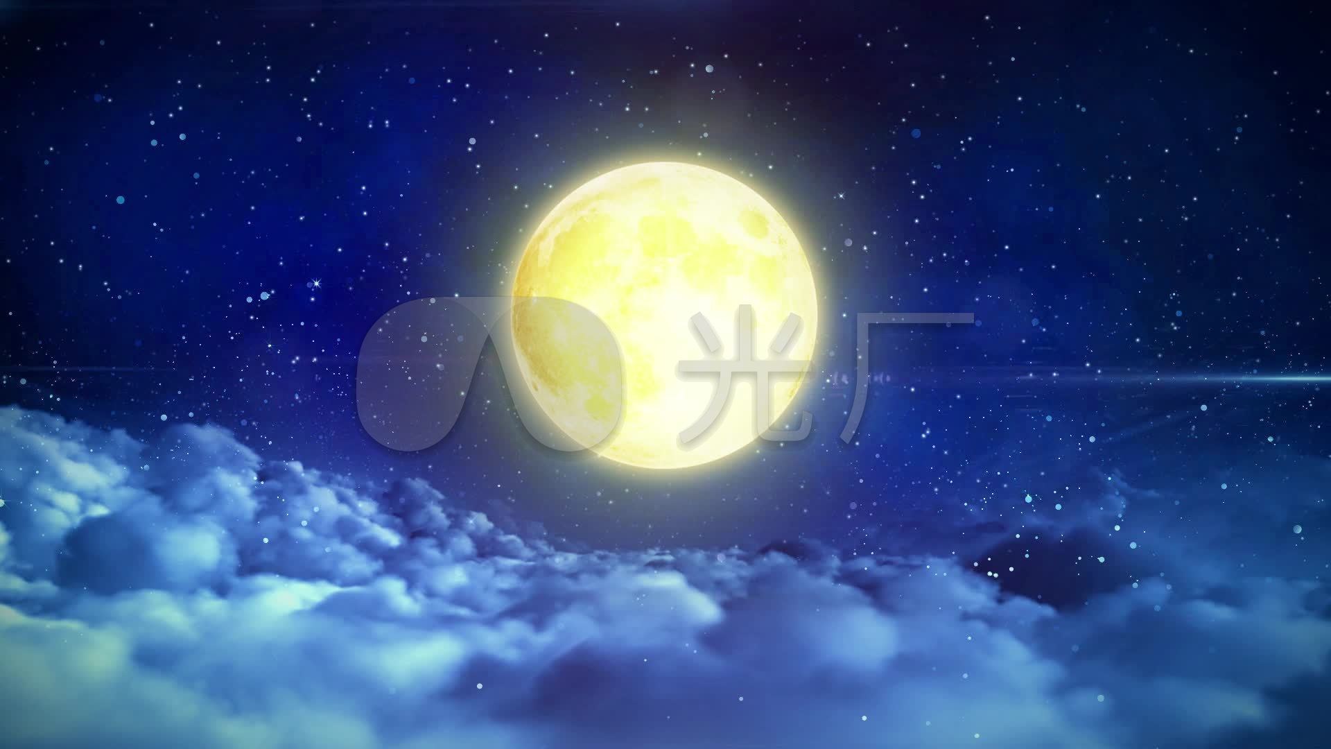 圆月夜空冲刺云海穿梭高清视频素材_1920x1080_高清