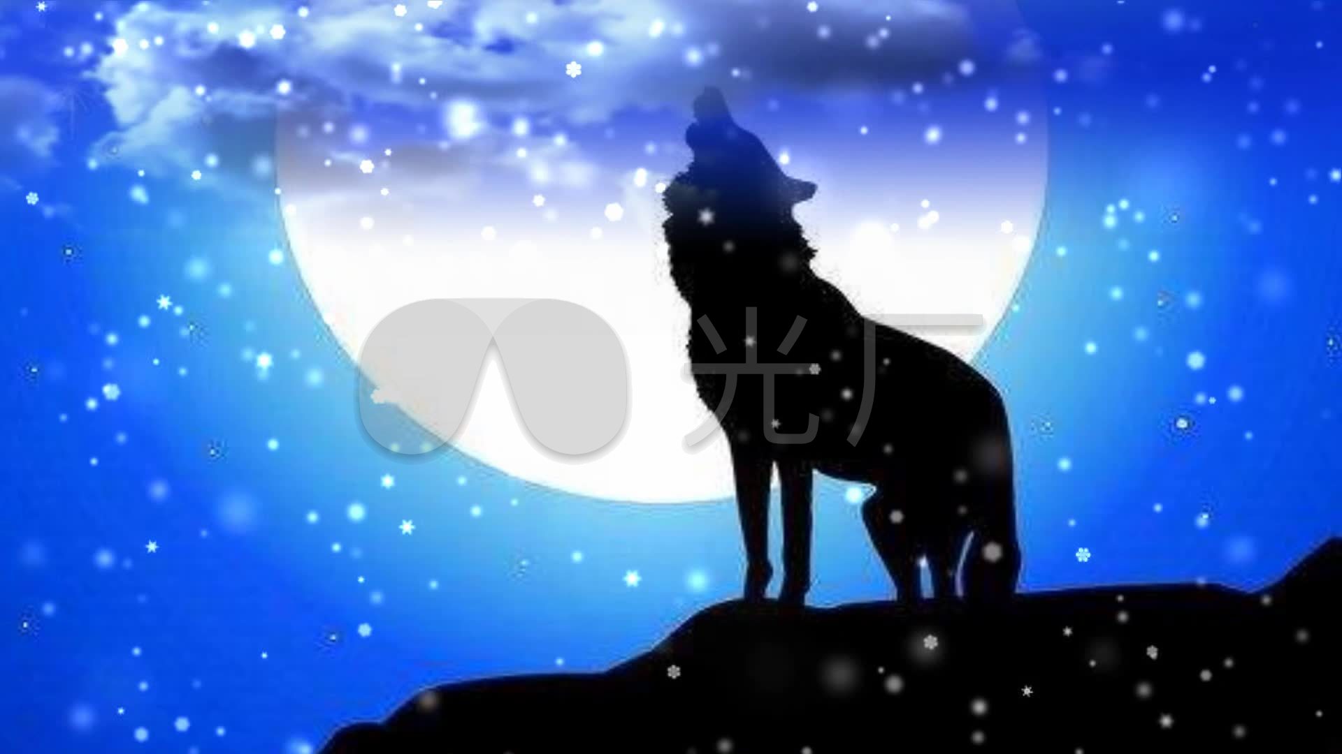 动感 雪山 雪狼 雪花 飘雪 高清背景