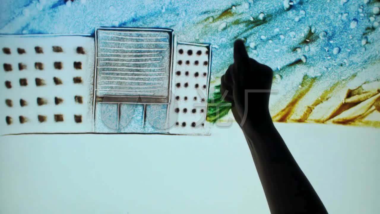 冬教学楼元旦雪人沙画