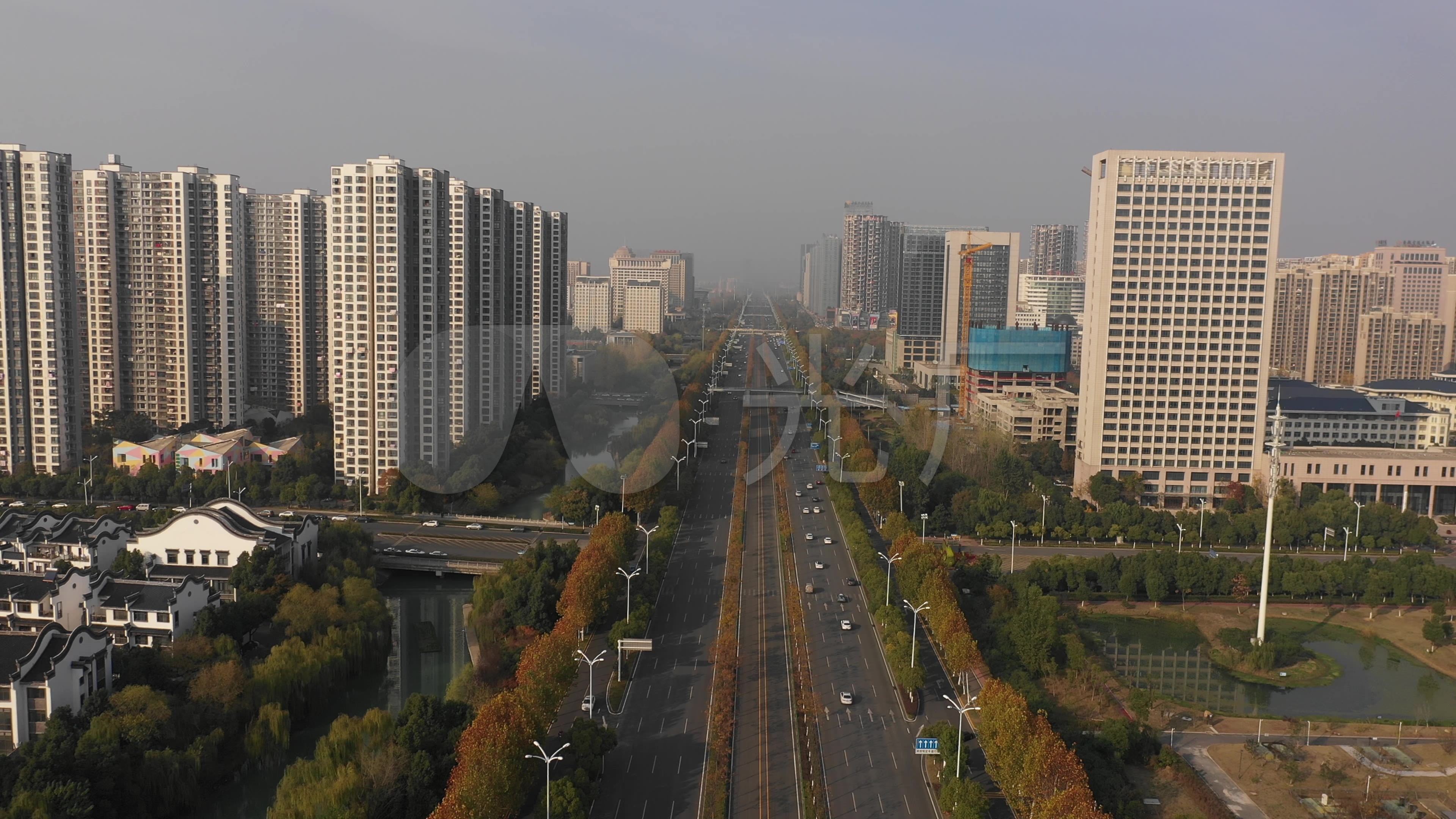 4k-log合肥交通道路徽州大道航拍_3840x2160_高清视频