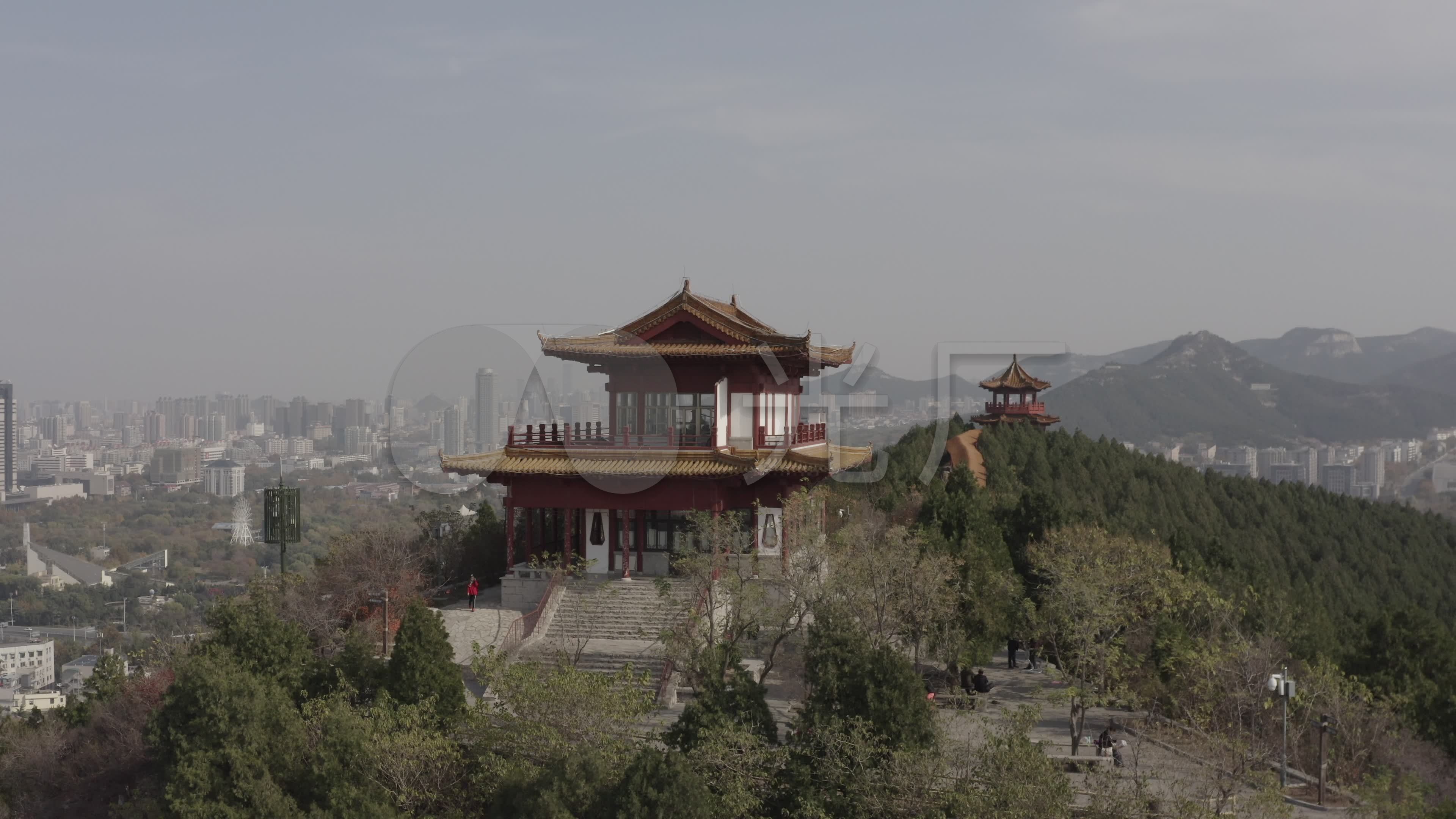 4k-log济南英雄山风景区航拍