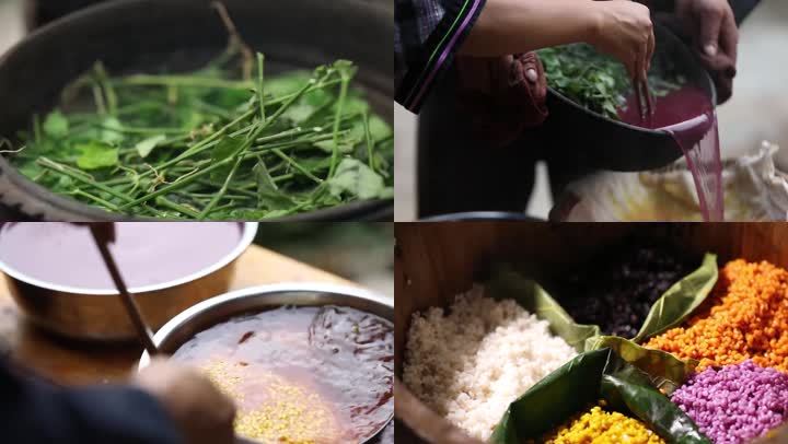 纯植物提取手工制作五彩糯米饭五色糯米饭