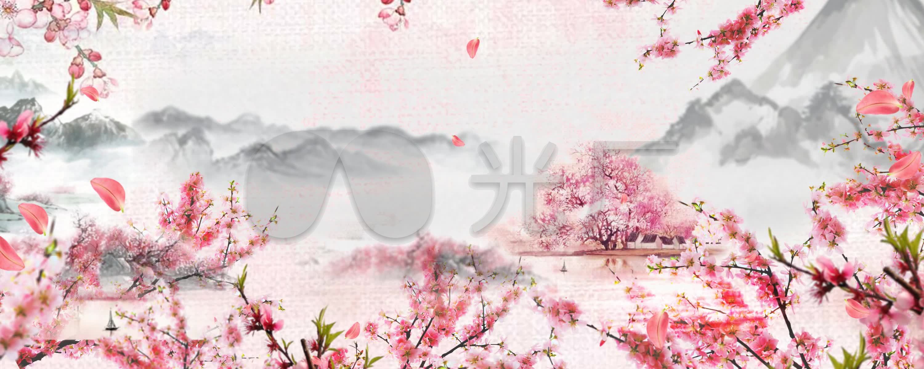 唯美意境十里桃花桃花源水墨桃花_ae模板下载(编号:)