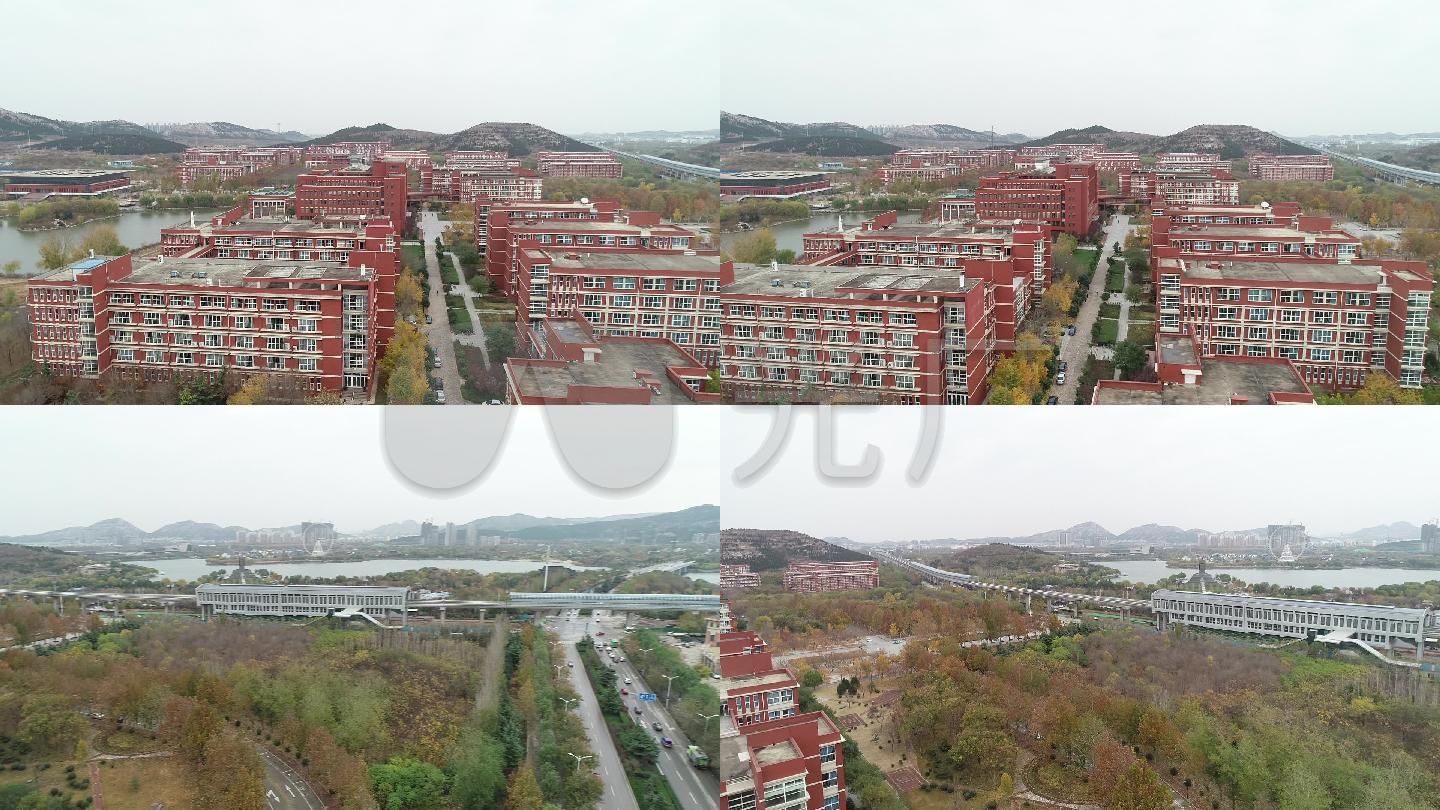 山东交通学院大环境带轻轨航拍