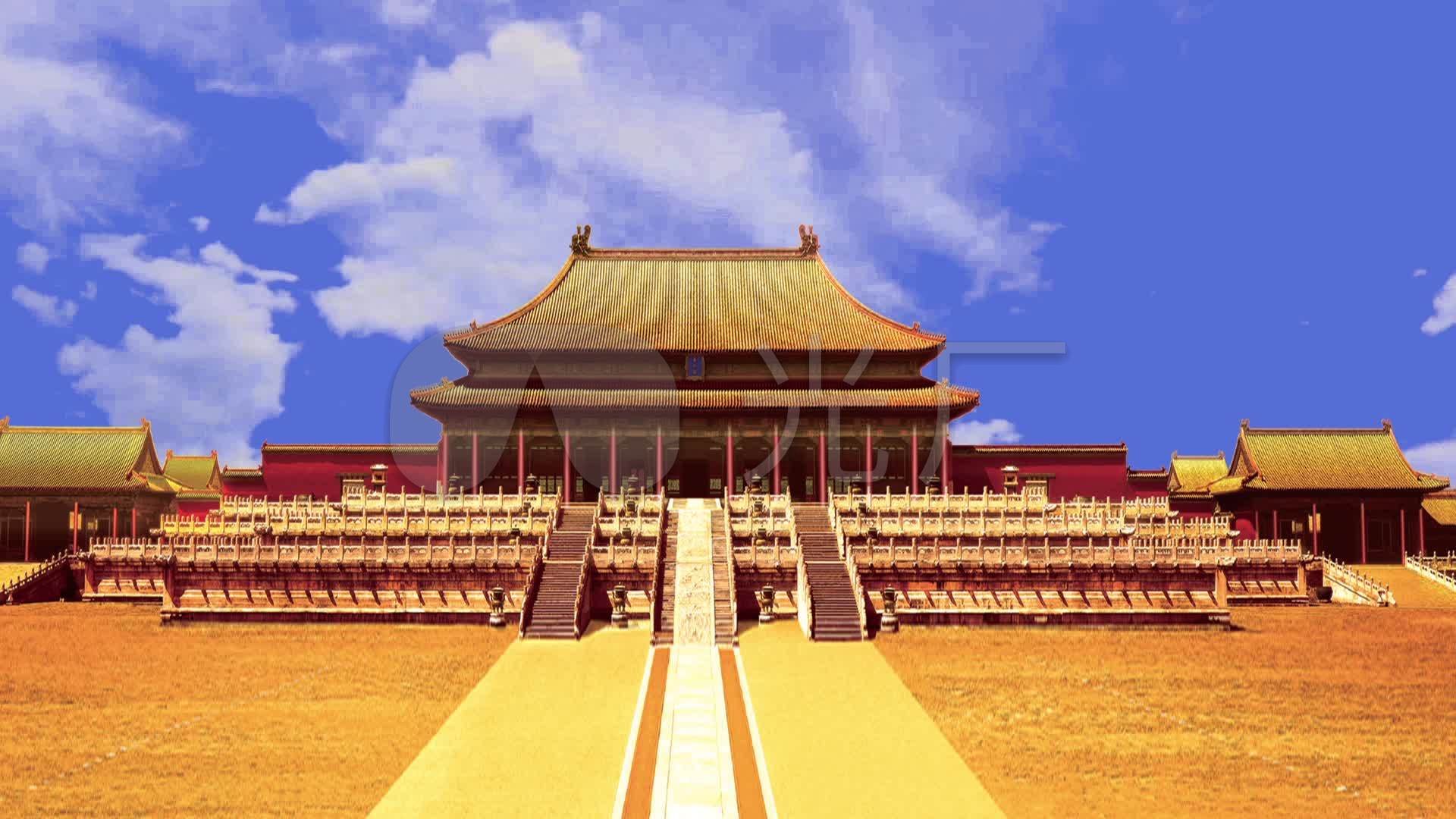 北京故宫的金銮殿的天空合成特效