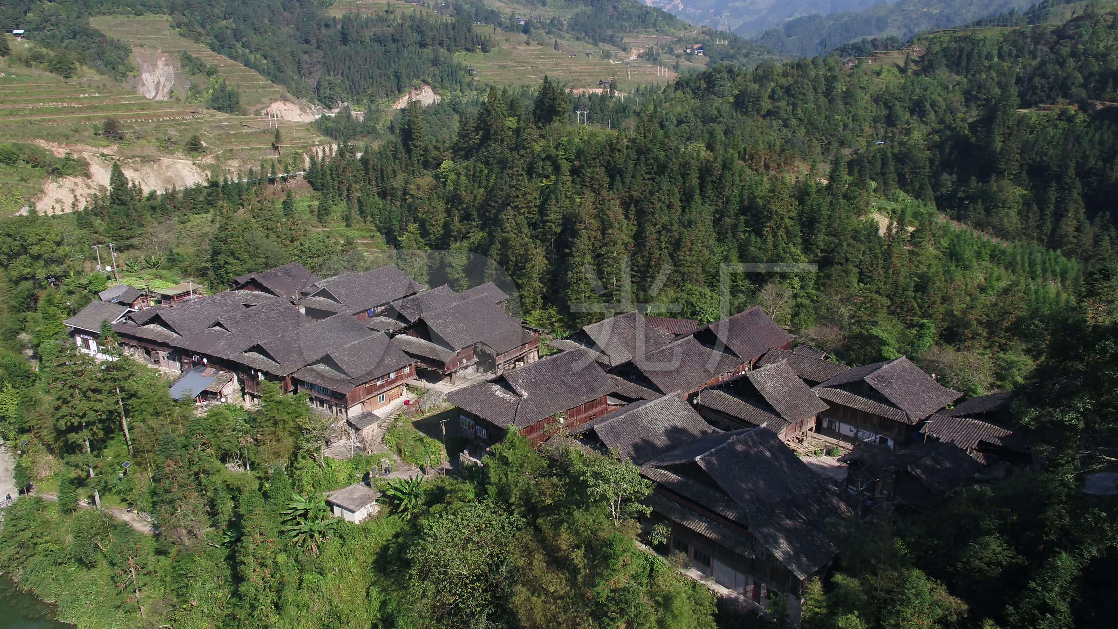 贵州村落山村河流农村民房桥_3840x2160_高清视频素材