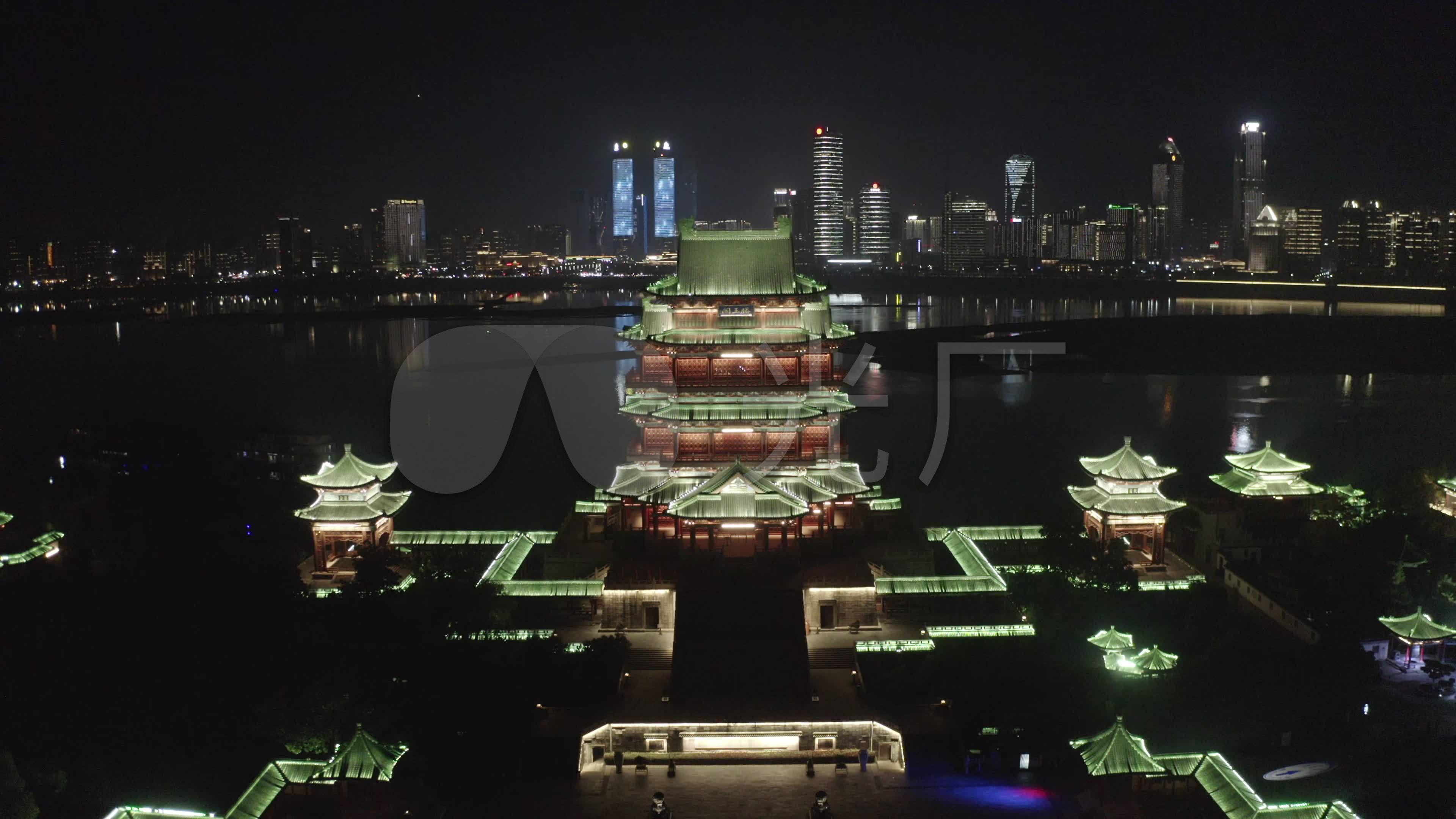 4khlg原素材南昌滕王阁夜景航拍
