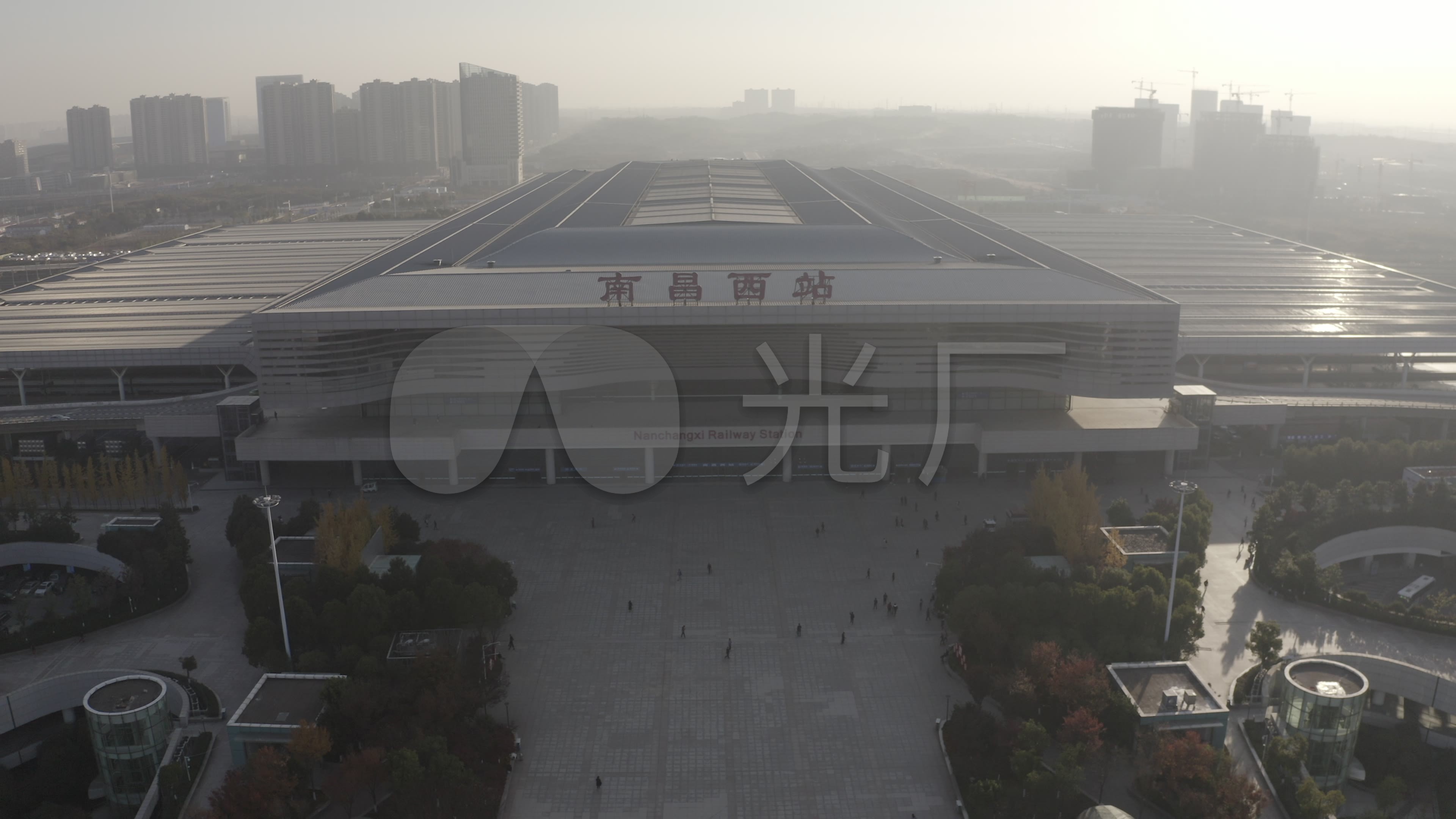 4k-log南昌西站高铁站航拍_3840x2160_高清视频素材