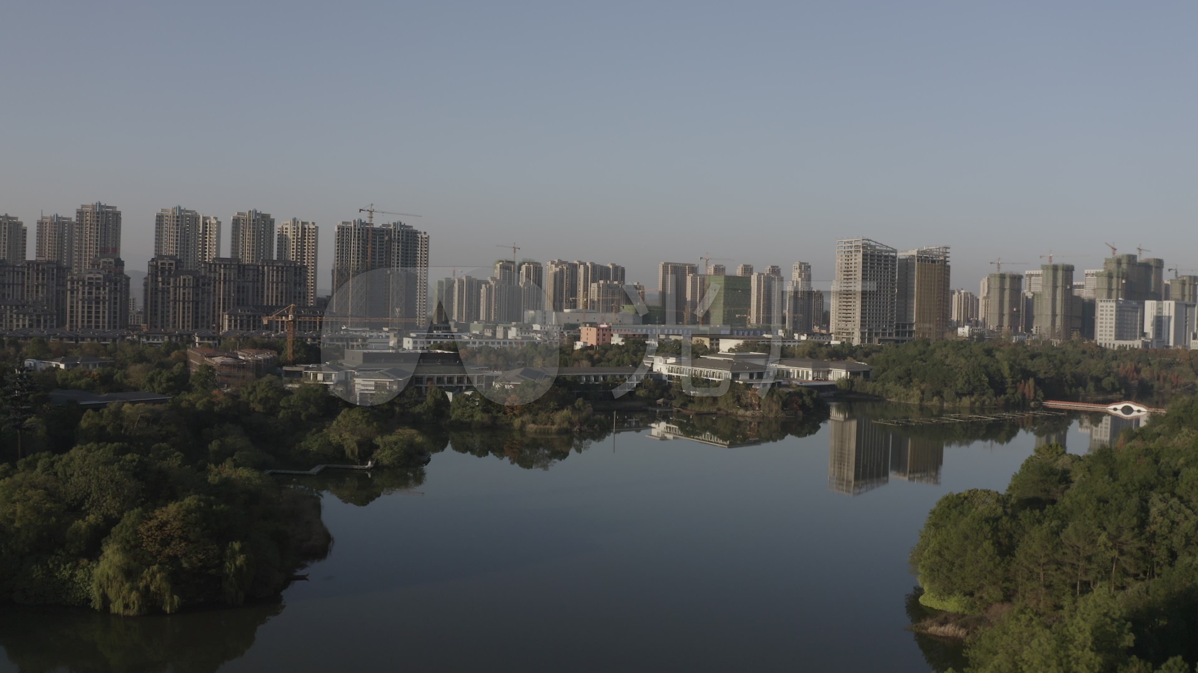 4k-log上饶陆羽公园航拍_3840x2160_高清视频素材下载