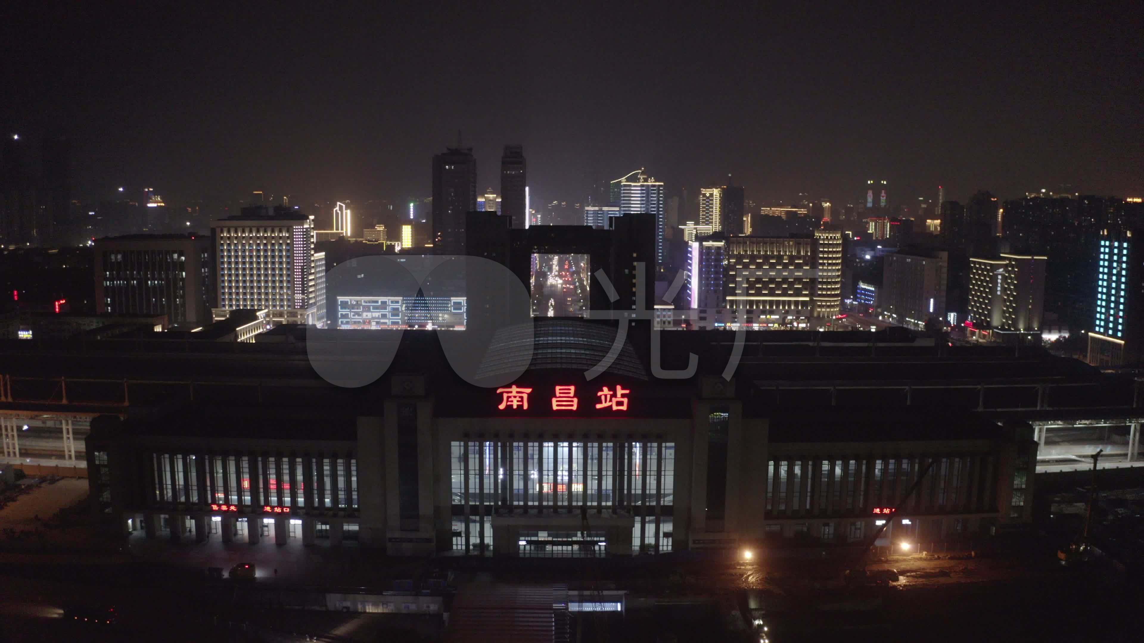 4k-log南昌夜景南昌火车站航拍_3840x2160_高清视频