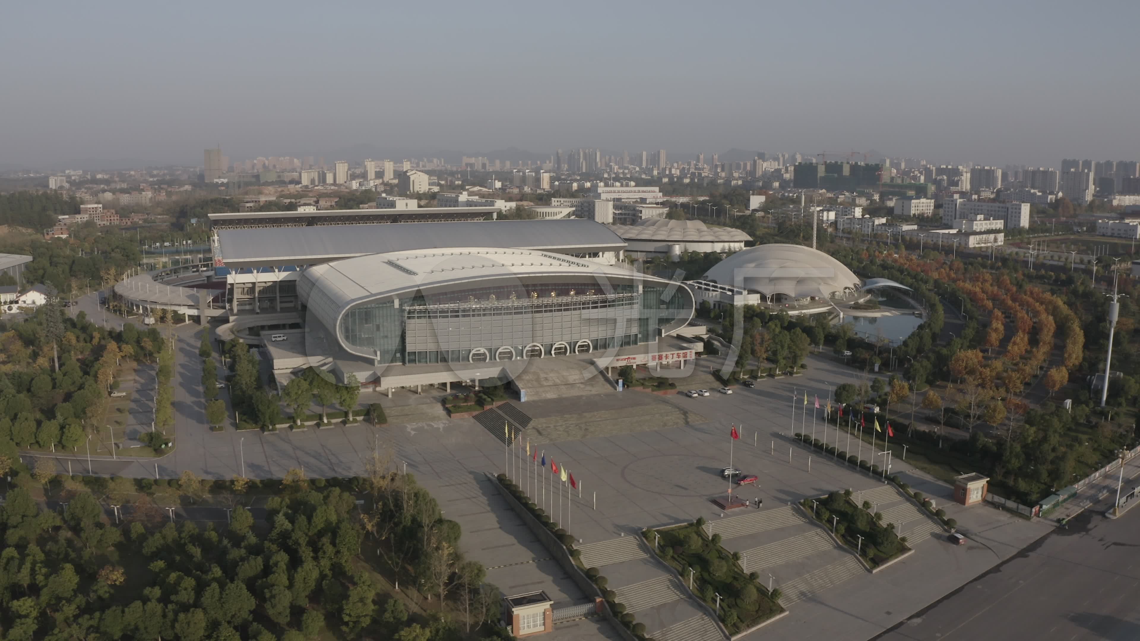 4k-log上饶体育中心航拍_3840x2160_高清视频素材下载