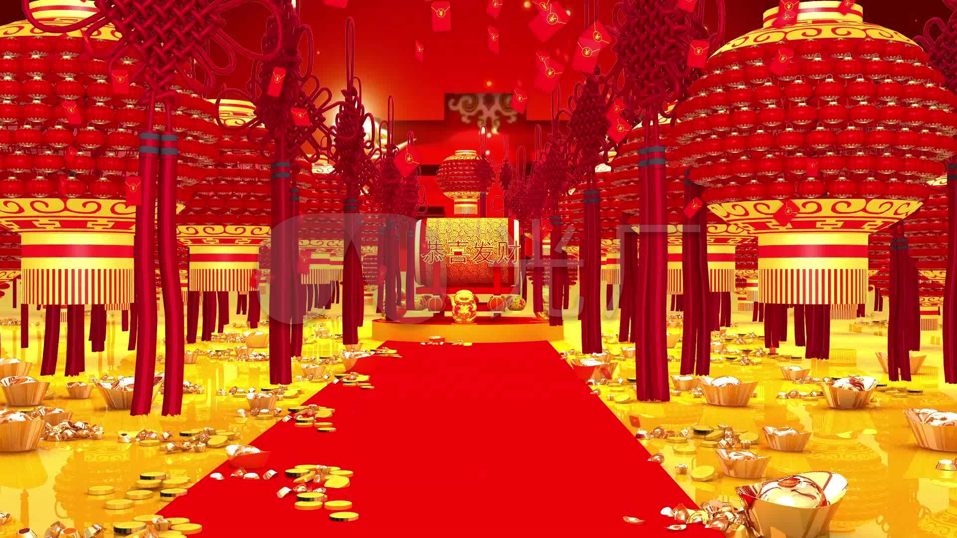 张灯结彩配乐成品新年舞台背景_1920x1080_高清视频