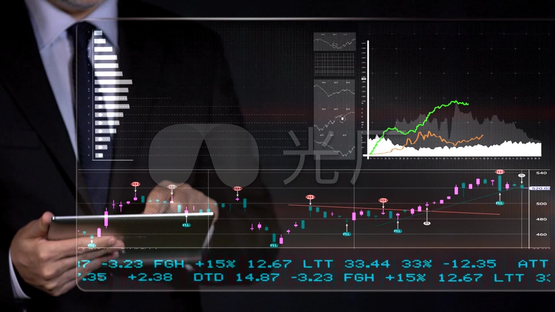 金融科技股市股票走势大数据科技背景