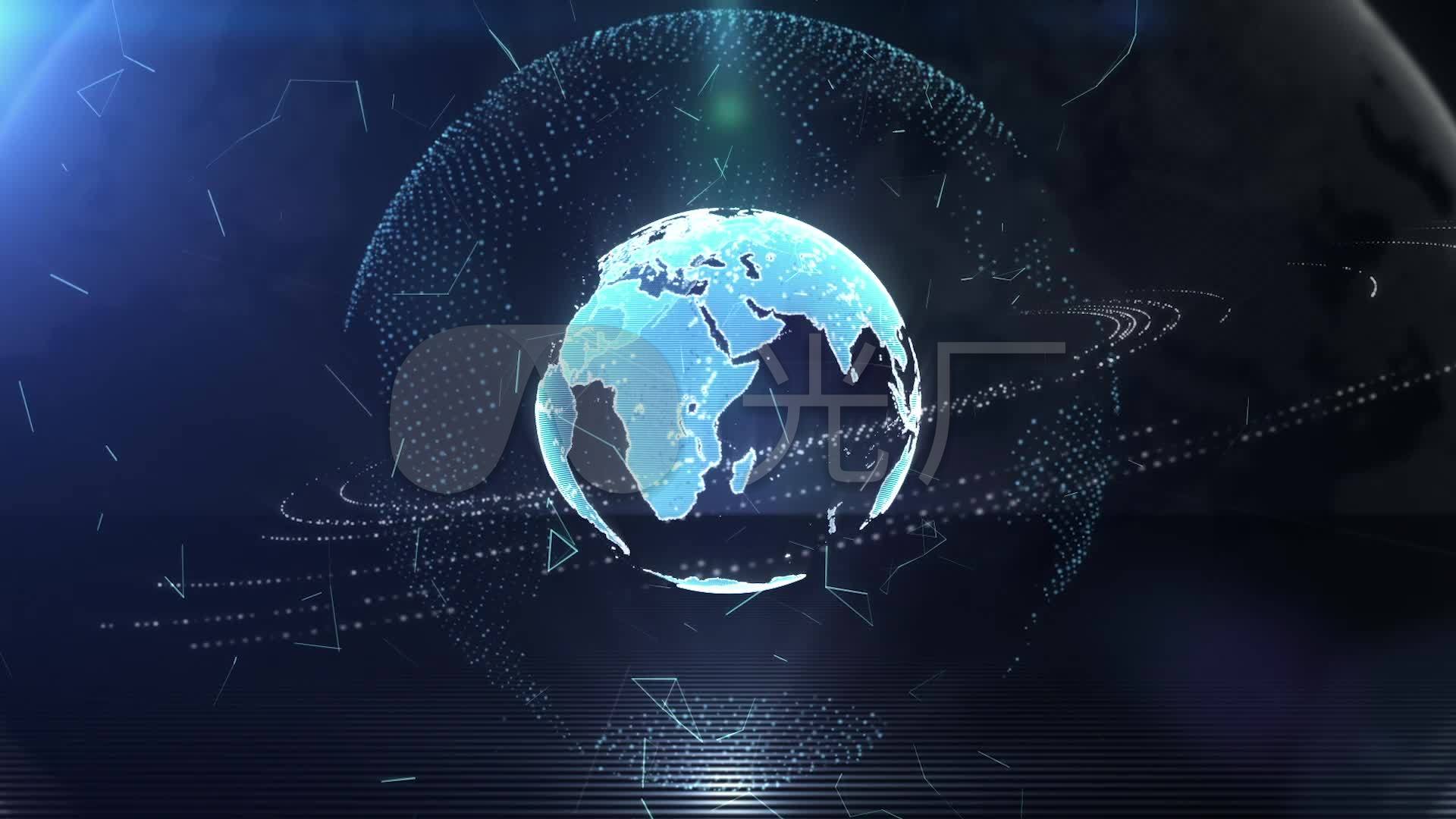 高清数字科幻地球旋转世界地图栏目包装片头