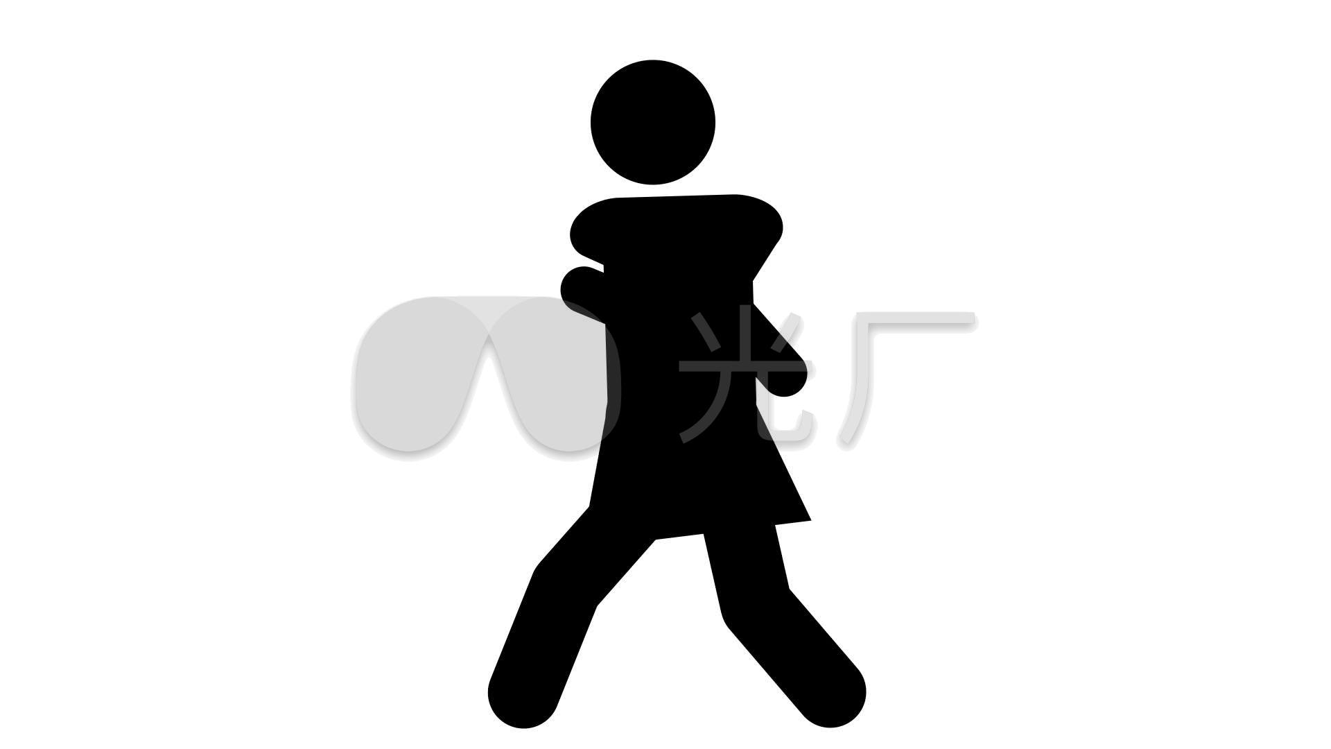 商务女跑步动画走路黑白小人_1920x1080_高清视频素材