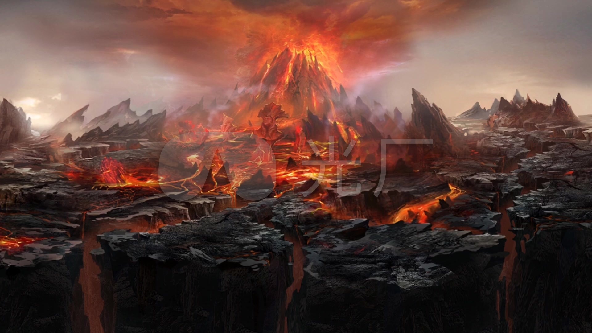 火山爆发舞台背景_1920x1080_高清视频素材下载(编号