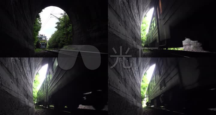 火车进山洞出隧道