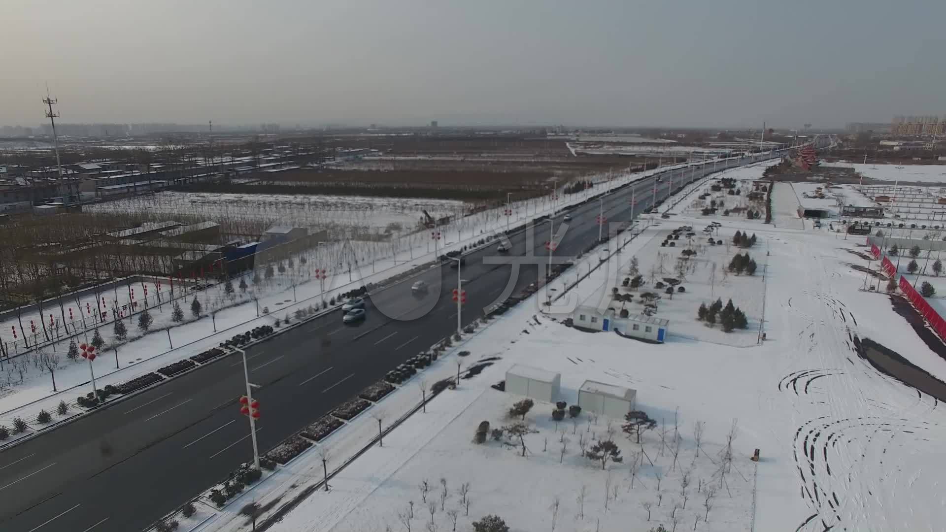 航拍雪后正定城南门外滑雪场人造雪_1920x1080_高清